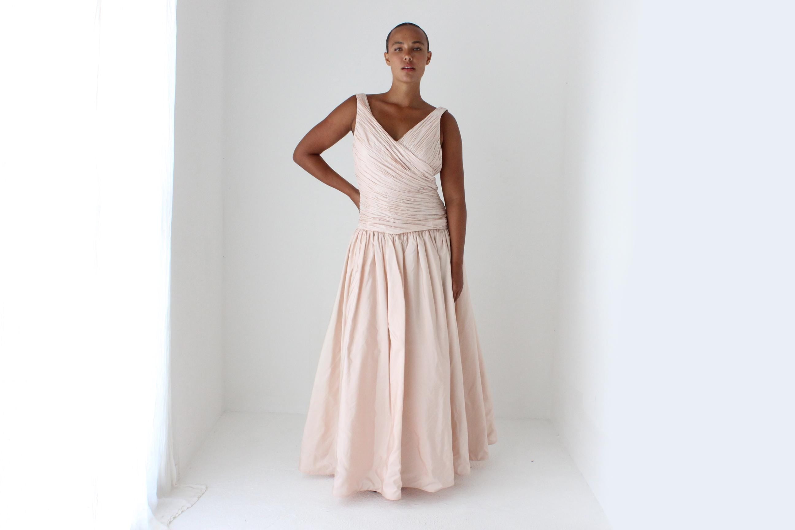 80s Victoria Royal Ballet Pink Silk Taffeta Gown