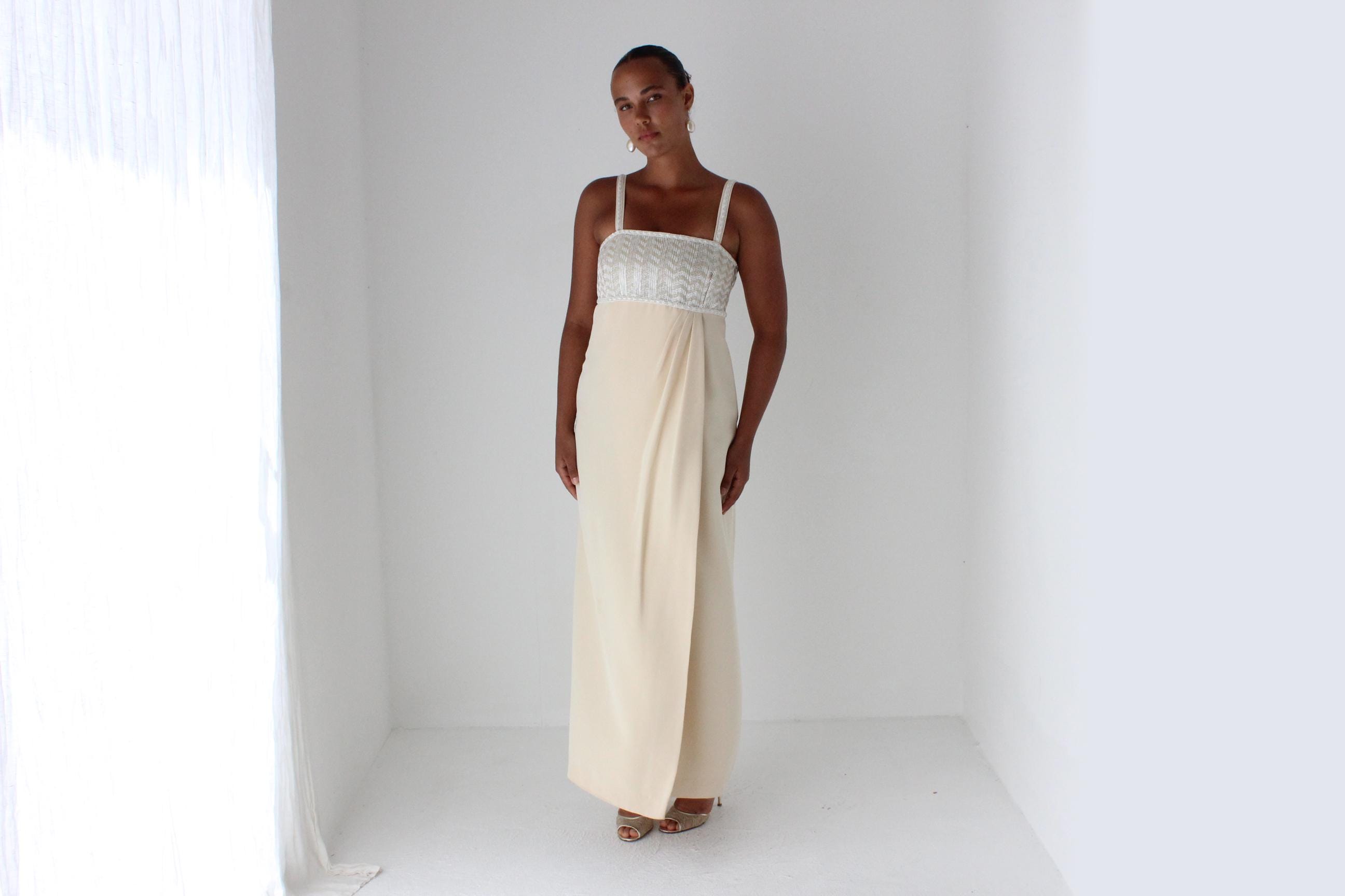 1980s ESCADA COUTURE Beaded Column Gown