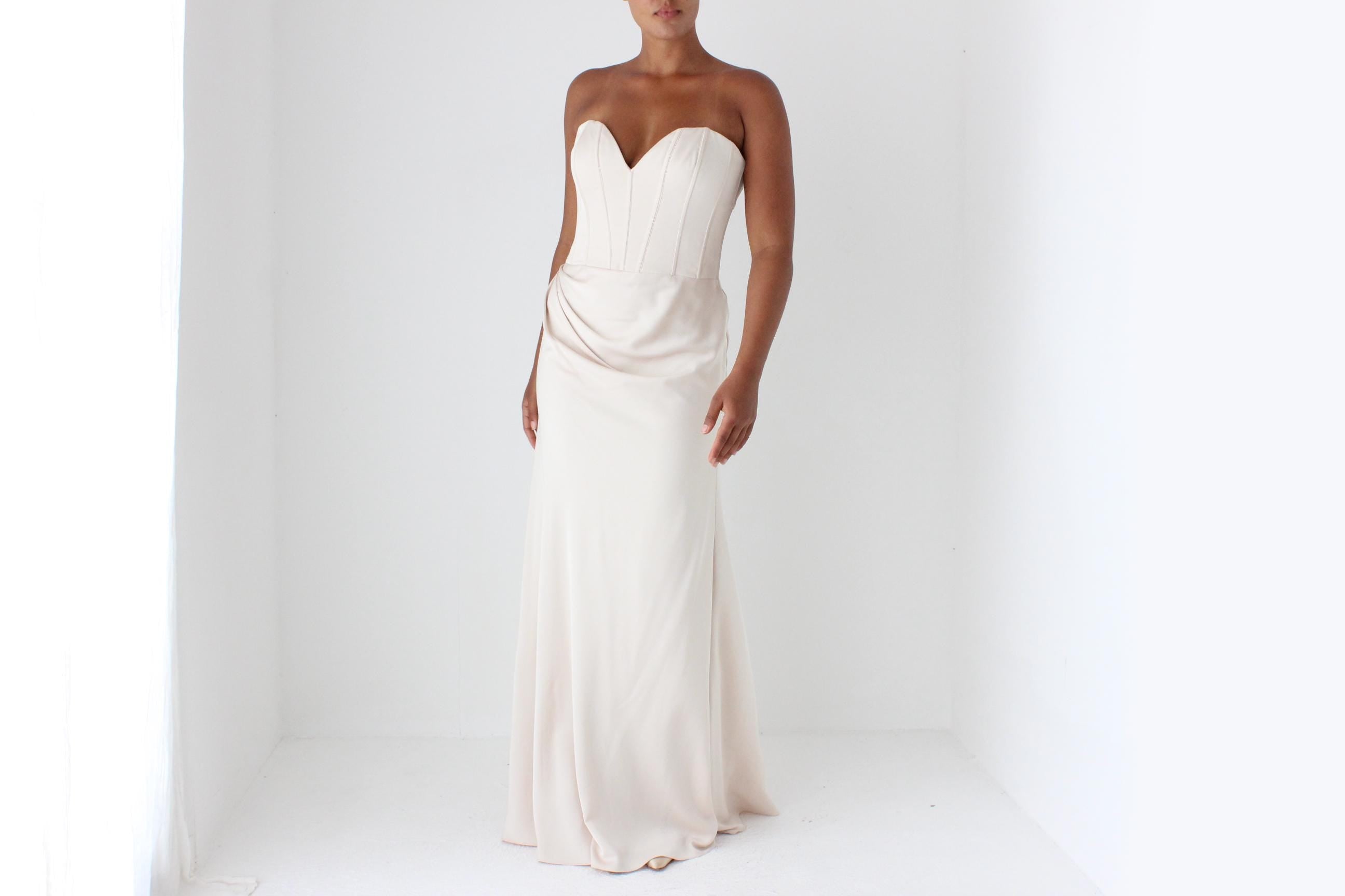 2000s LAZARO Draped Corset Gown