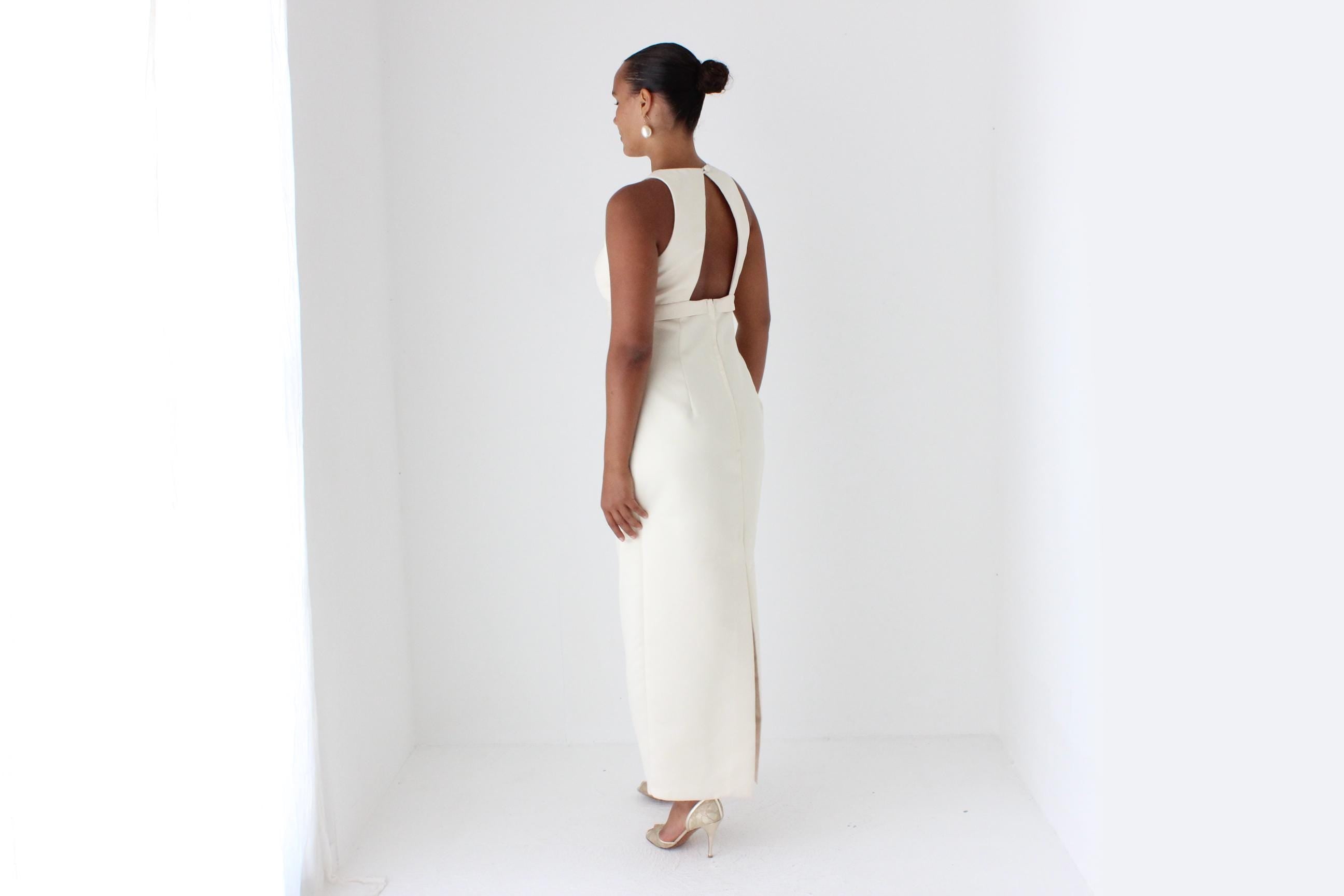 1990s Cream Satin Column Gown