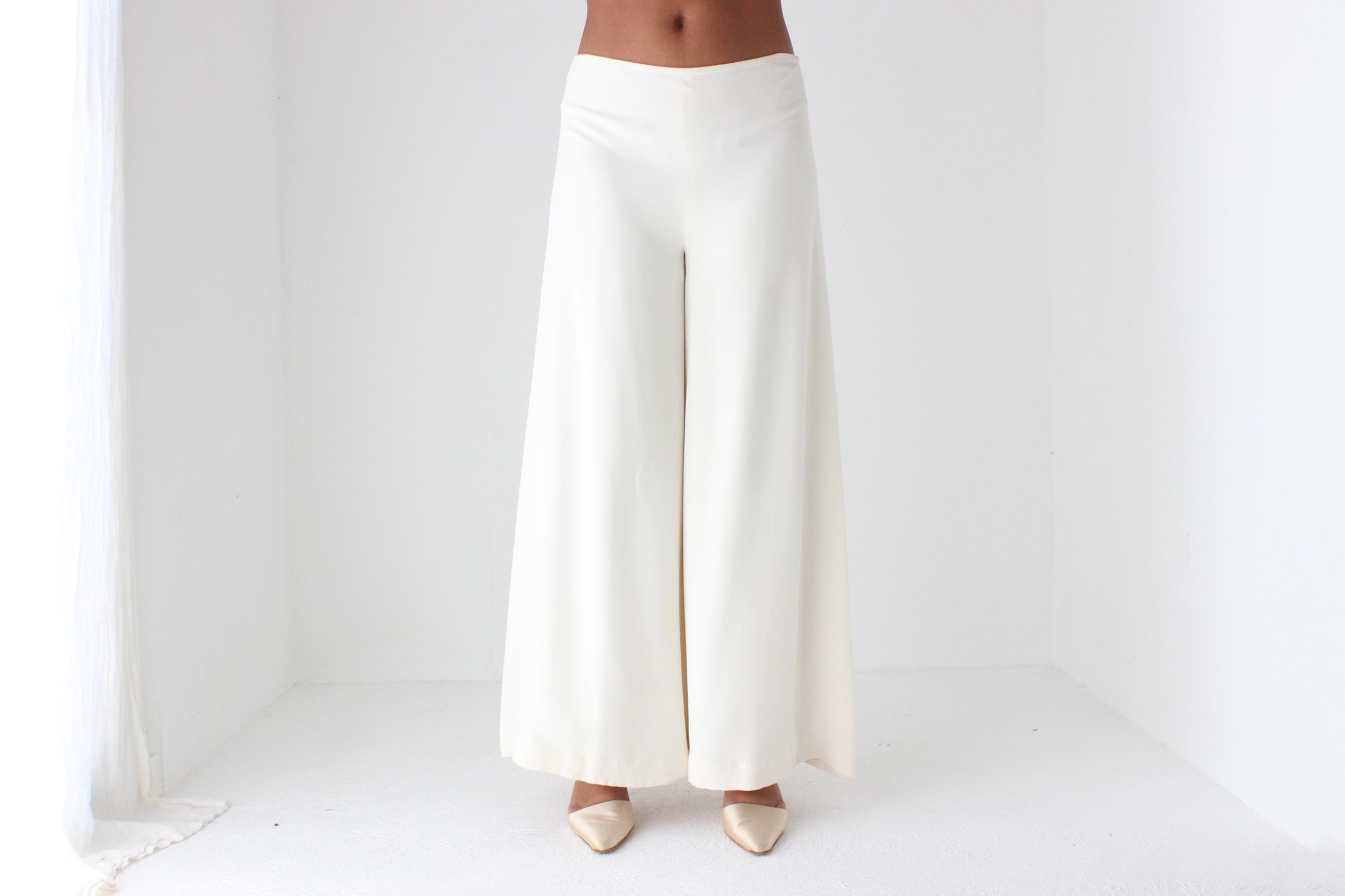 Wide Leg Silk Bridal Couture Pants by Reem Arca