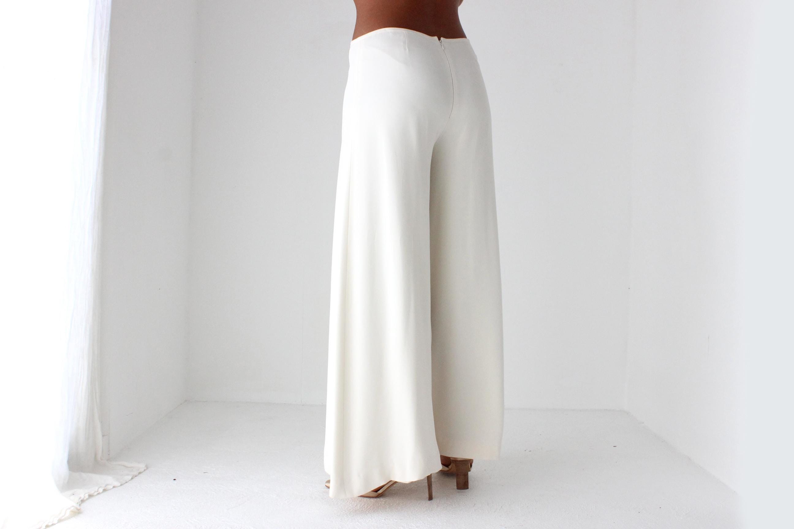Wide Leg Silk Bridal Couture Pants by Reem Arca