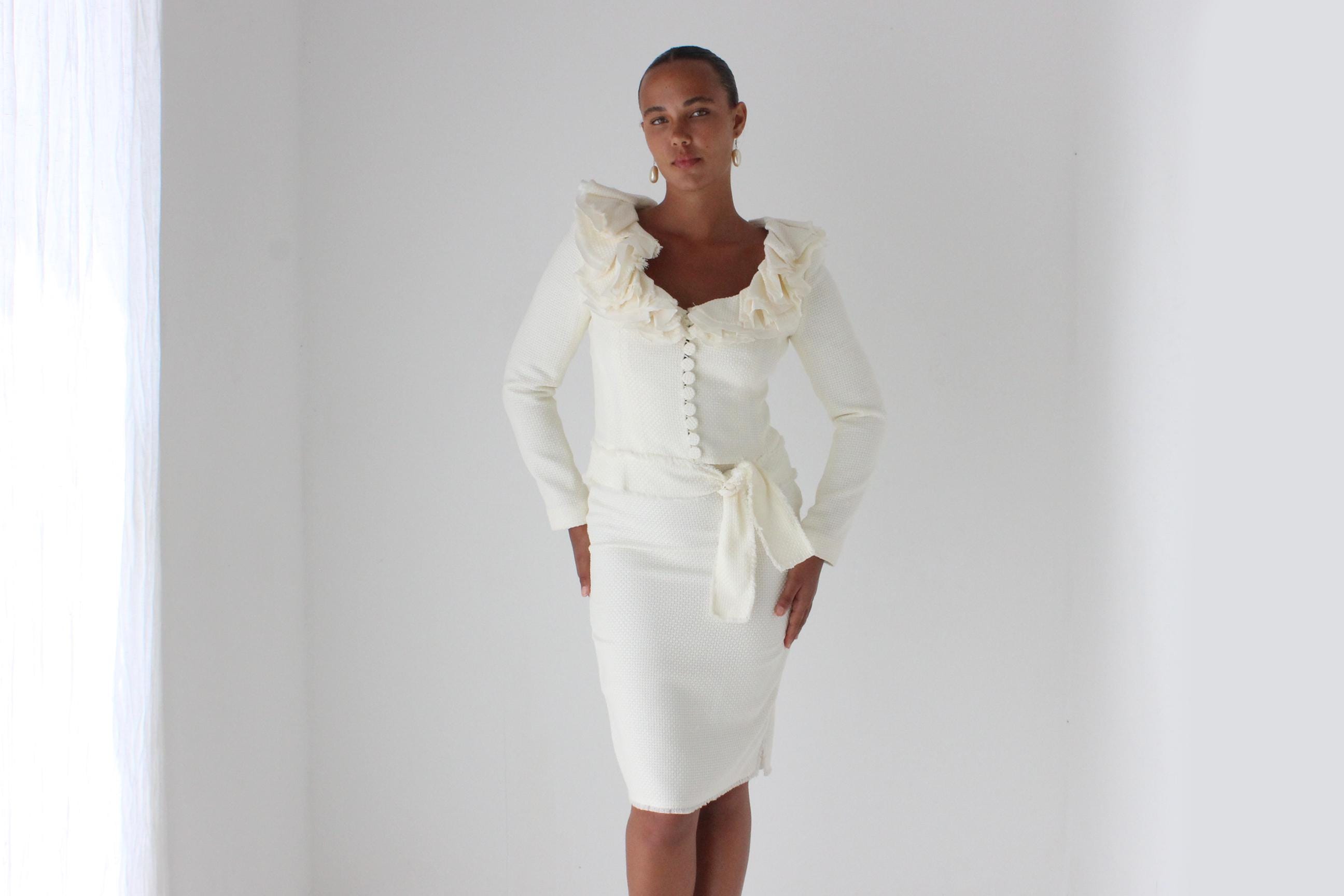 2000s Angelo Tarlazzi Ruffle Suit Set