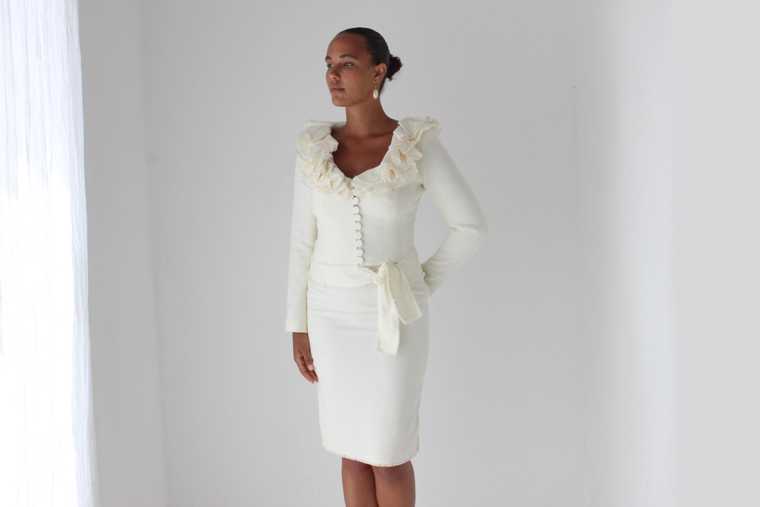 2000s Angelo Tarlazzi Ruffle Suit Set