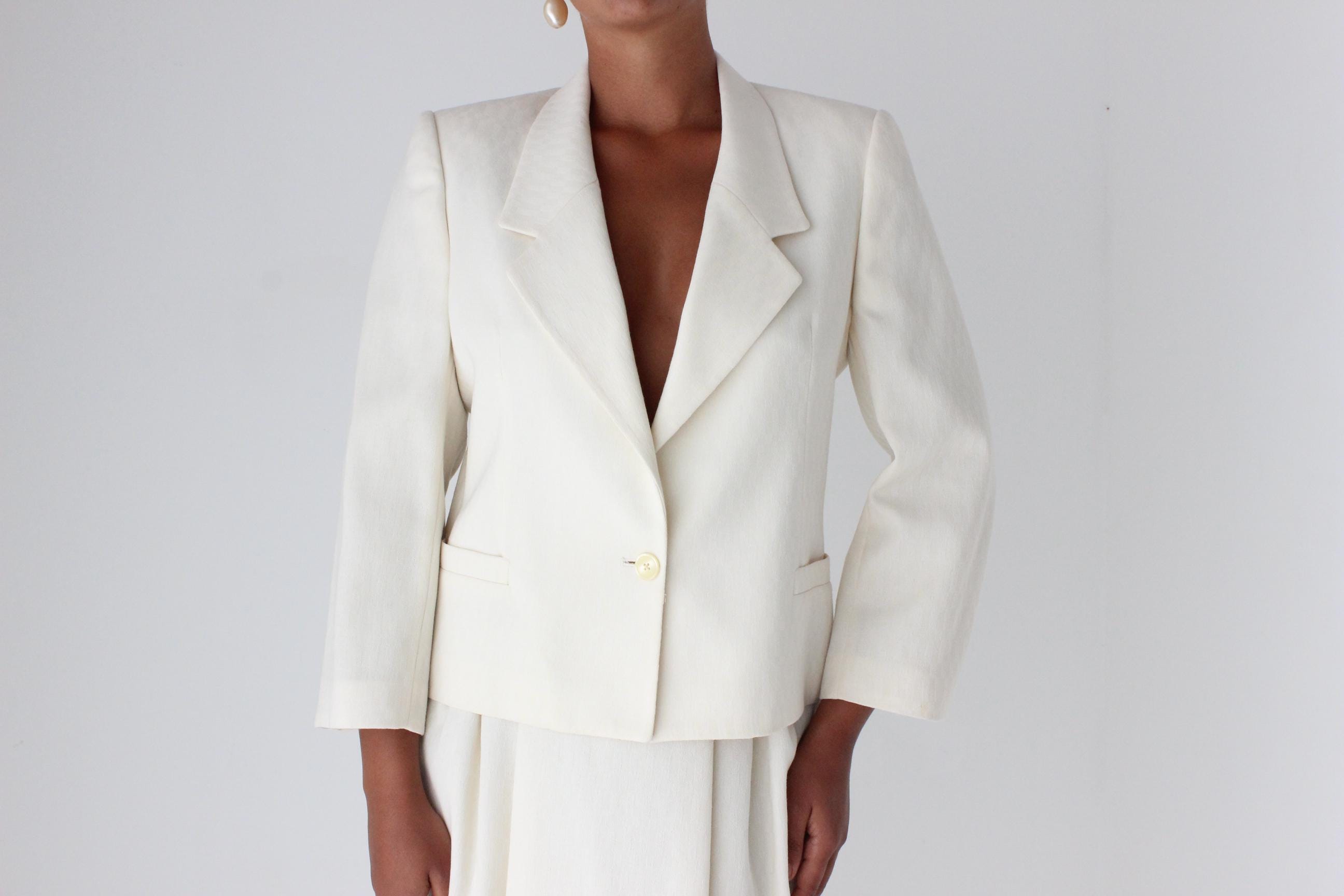 1970s Pure Wool Bridal Skirt Suit