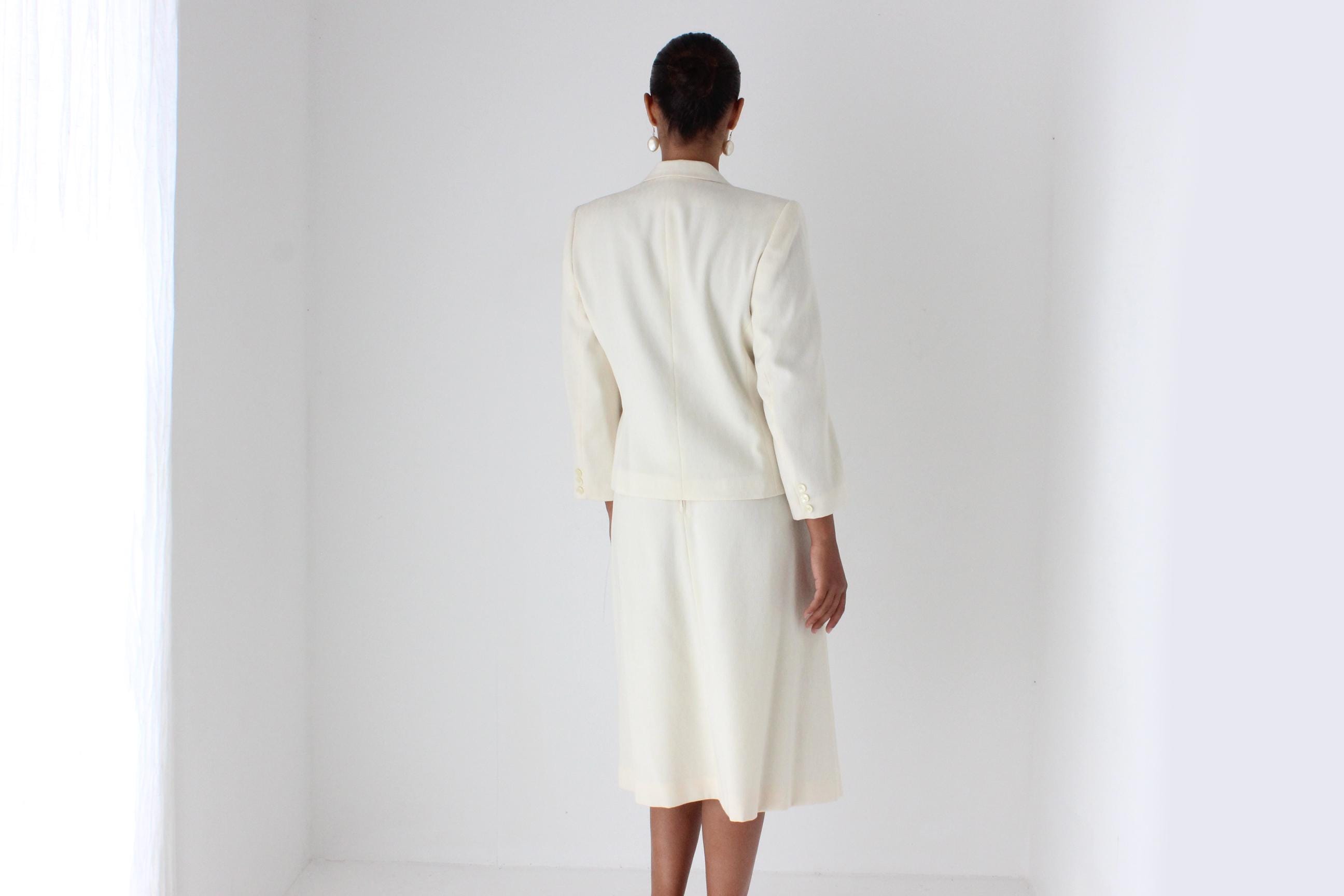 1970s Pure Wool Bridal Skirt Suit