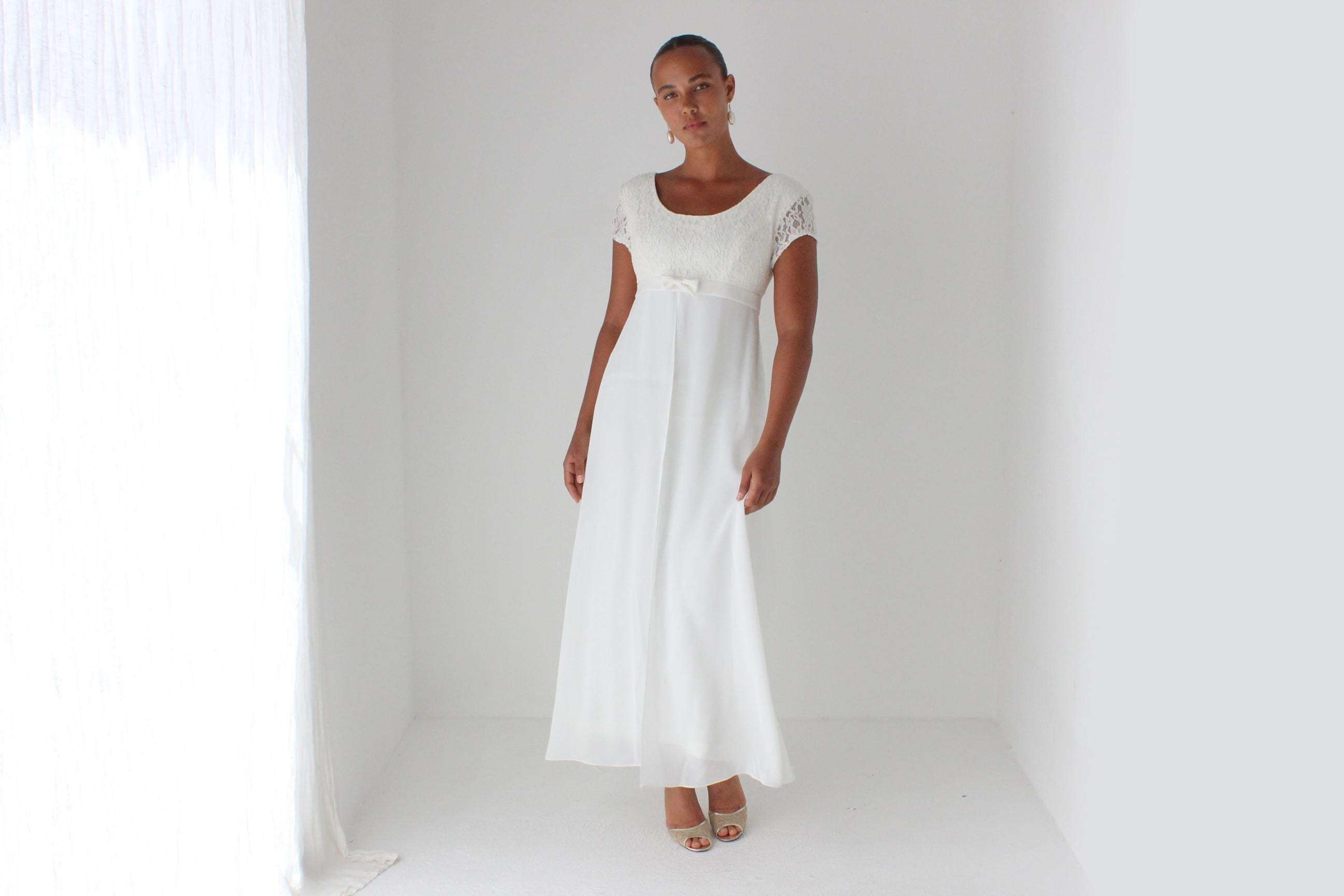 90s does Victorian Lace Empire Waist Dress