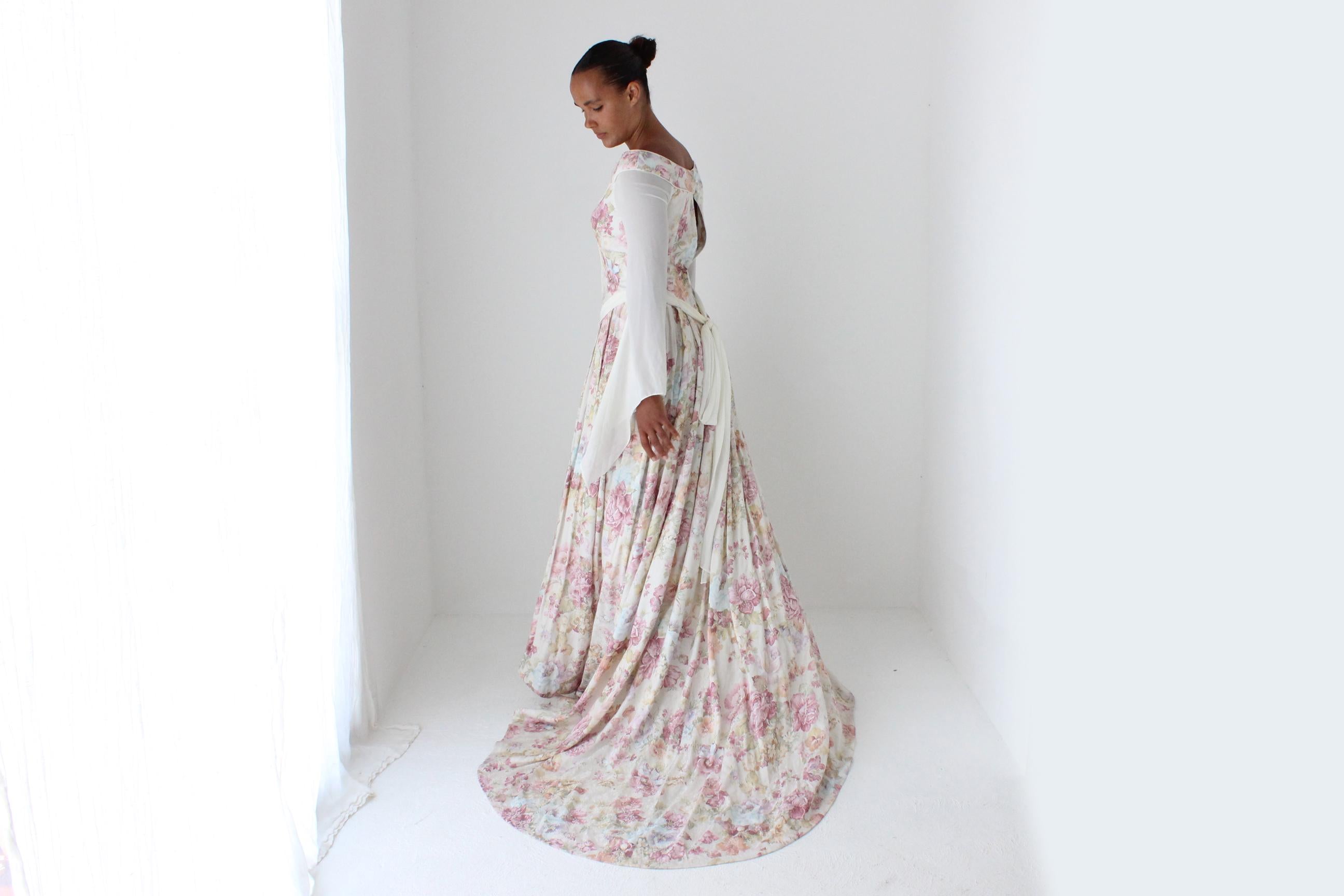 1990s Floral Maiden Renaissance Wedding Gown