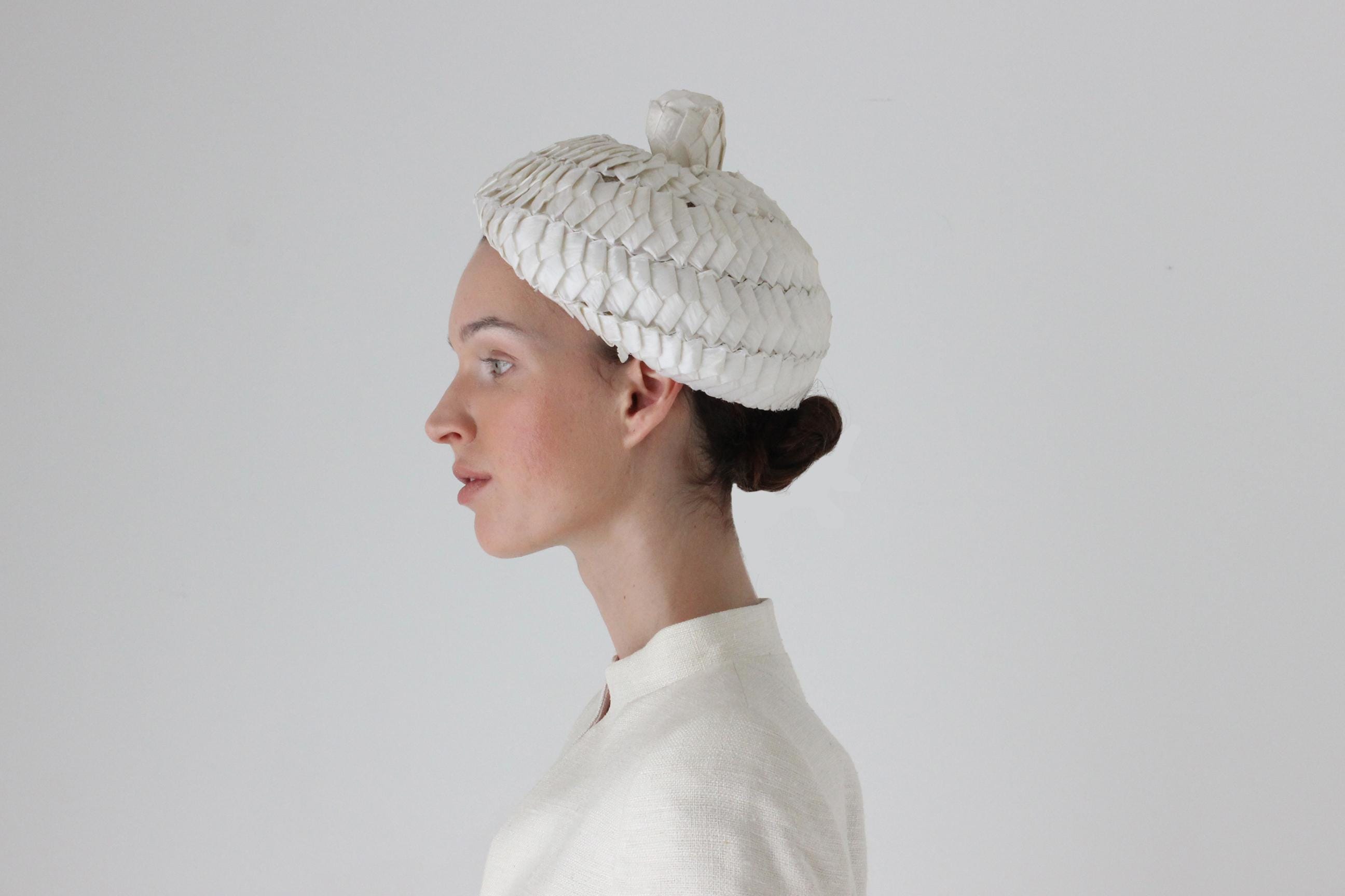 60s Woven Raffia 'Beret' Hat