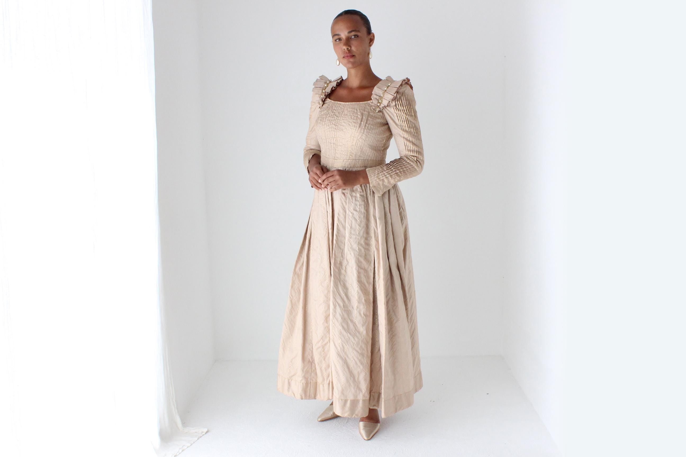 Bespoke 80s Renaissance Silk Taffeta Gown