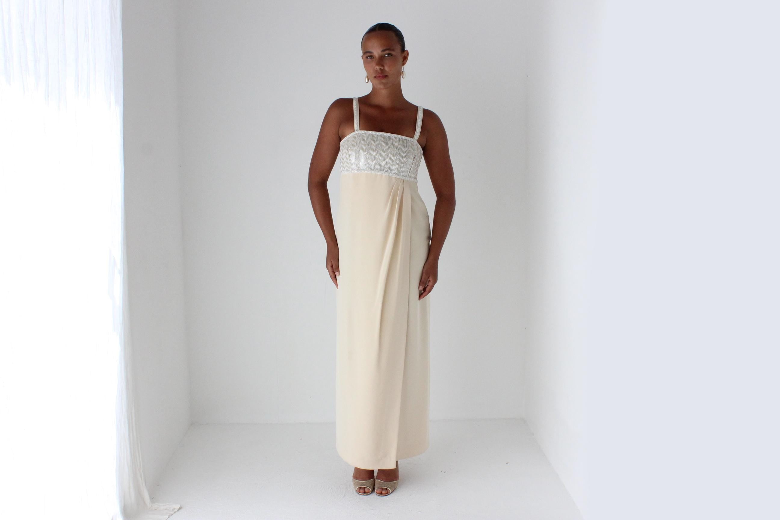1980s ESCADA COUTURE Beaded Column Gown