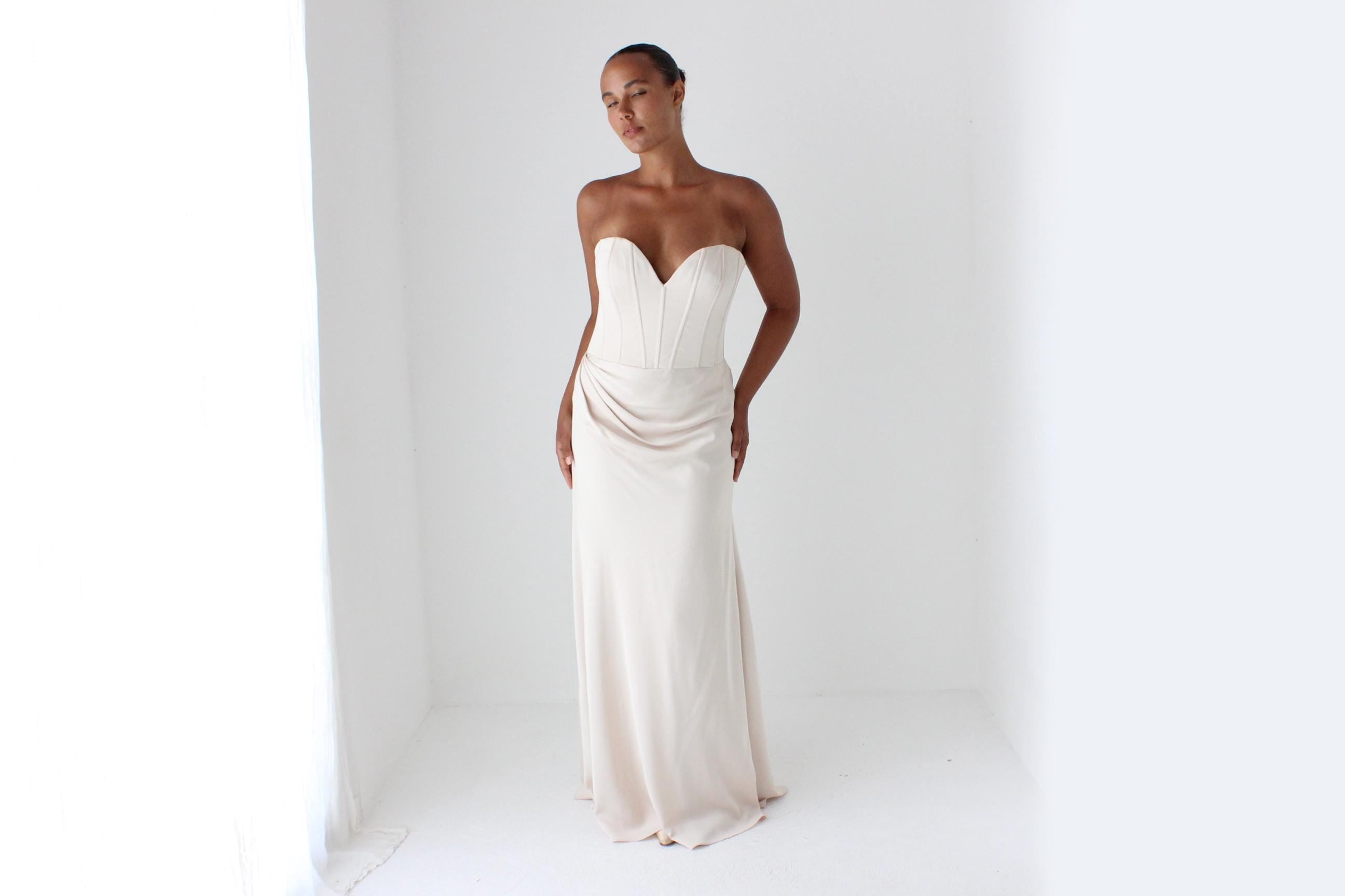 2000s LAZARO Draped Corset Gown