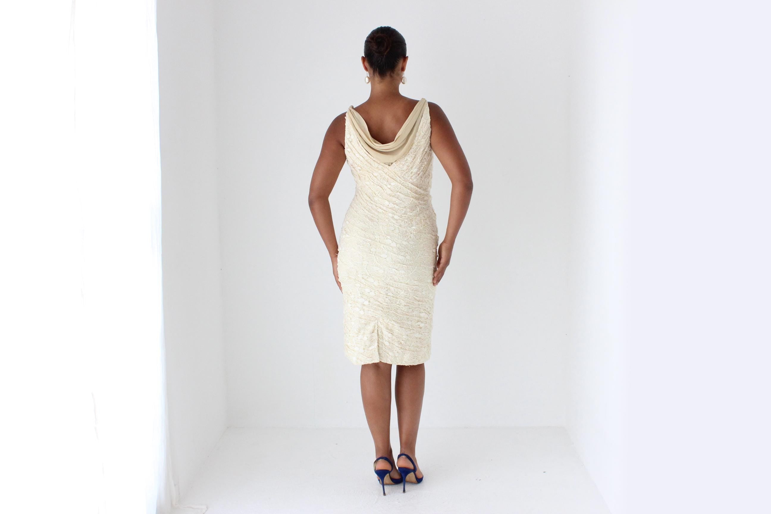 Y2K Buttercream Lace Cocktail Dress