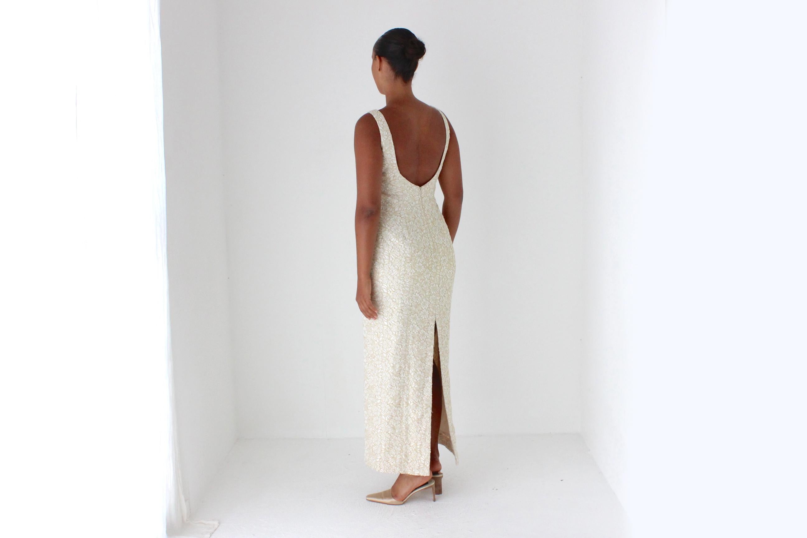 90s Carmen Marc Valvo Pastel Beaded Cocktail Gown w/ Matching Jacket