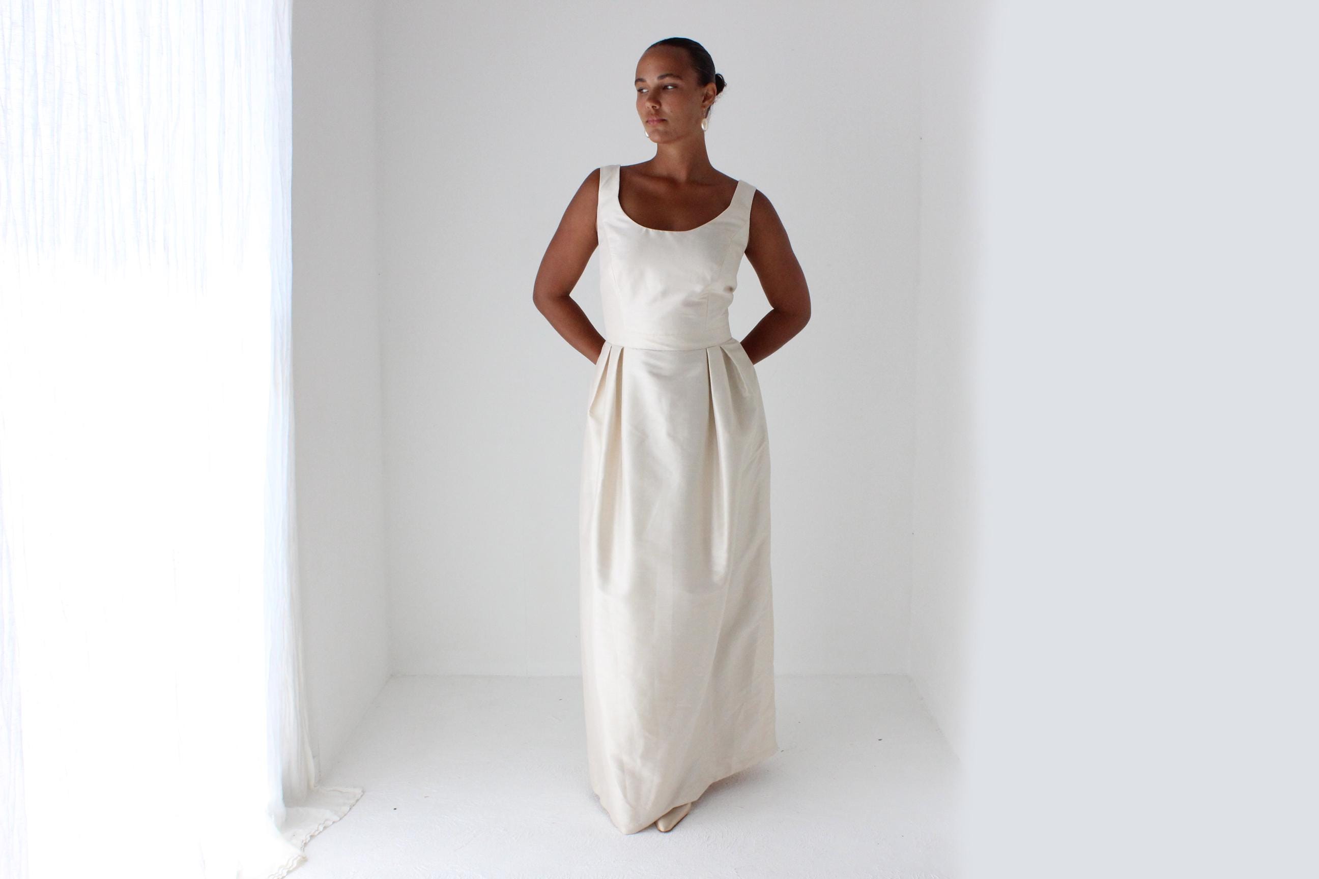 Alfred Sung Silk-Look Blush Wedding Gown