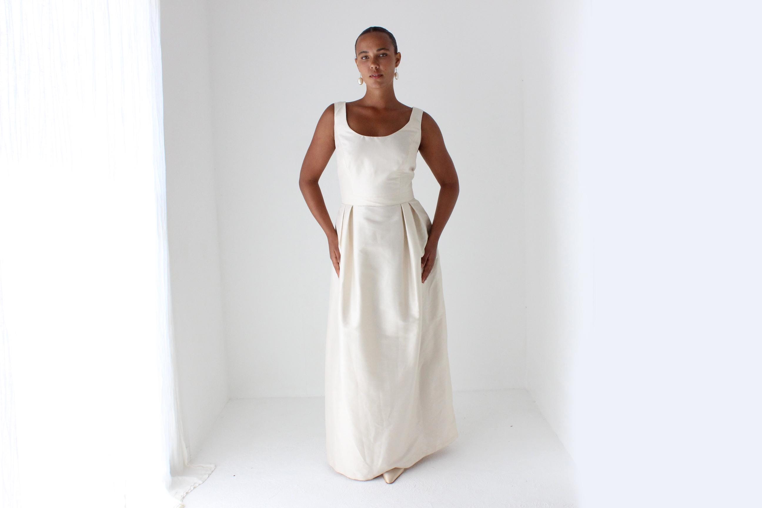 Alfred Sung Silk-Look Blush Wedding Gown