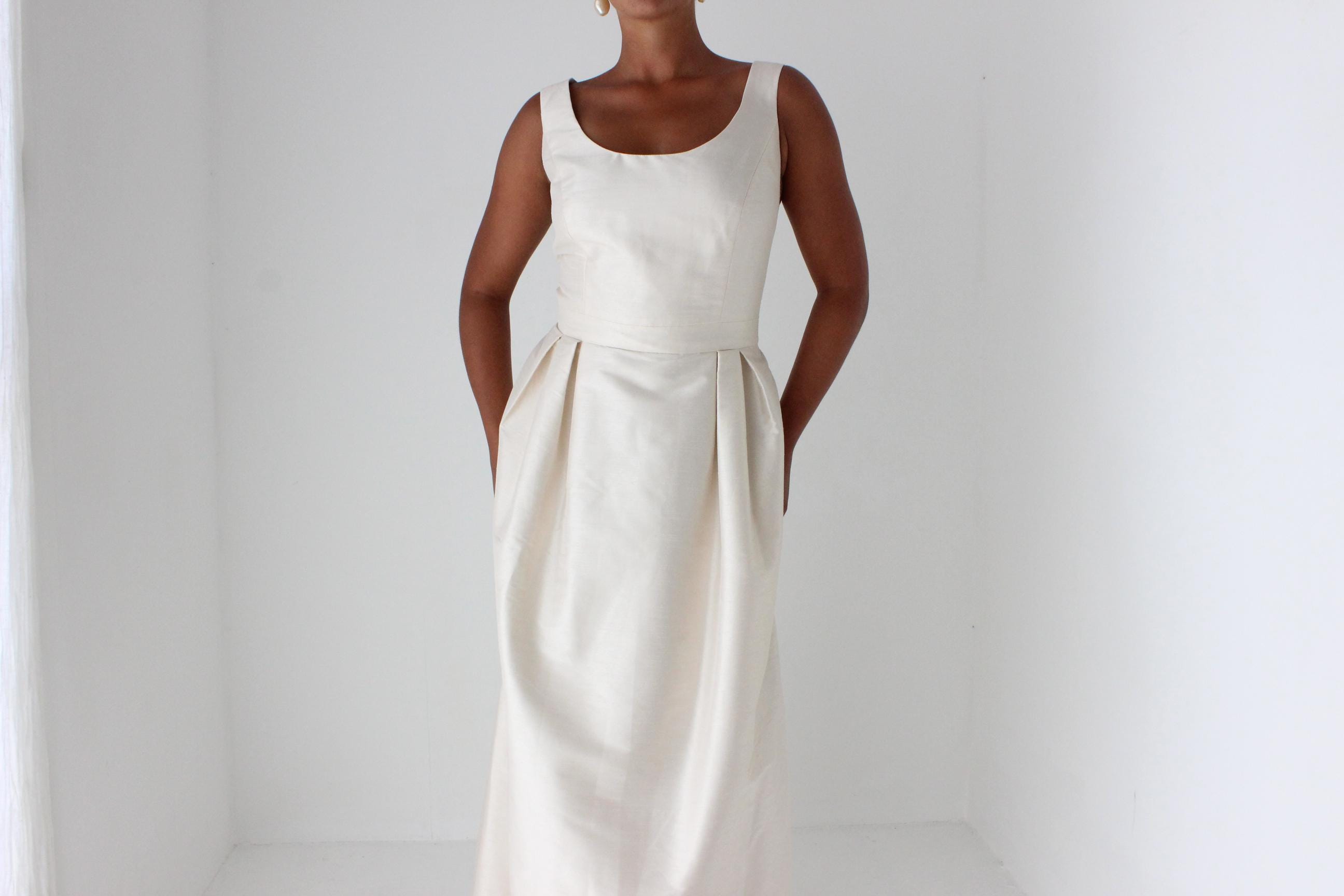 Alfred Sung Silk-Look Blush Wedding Gown