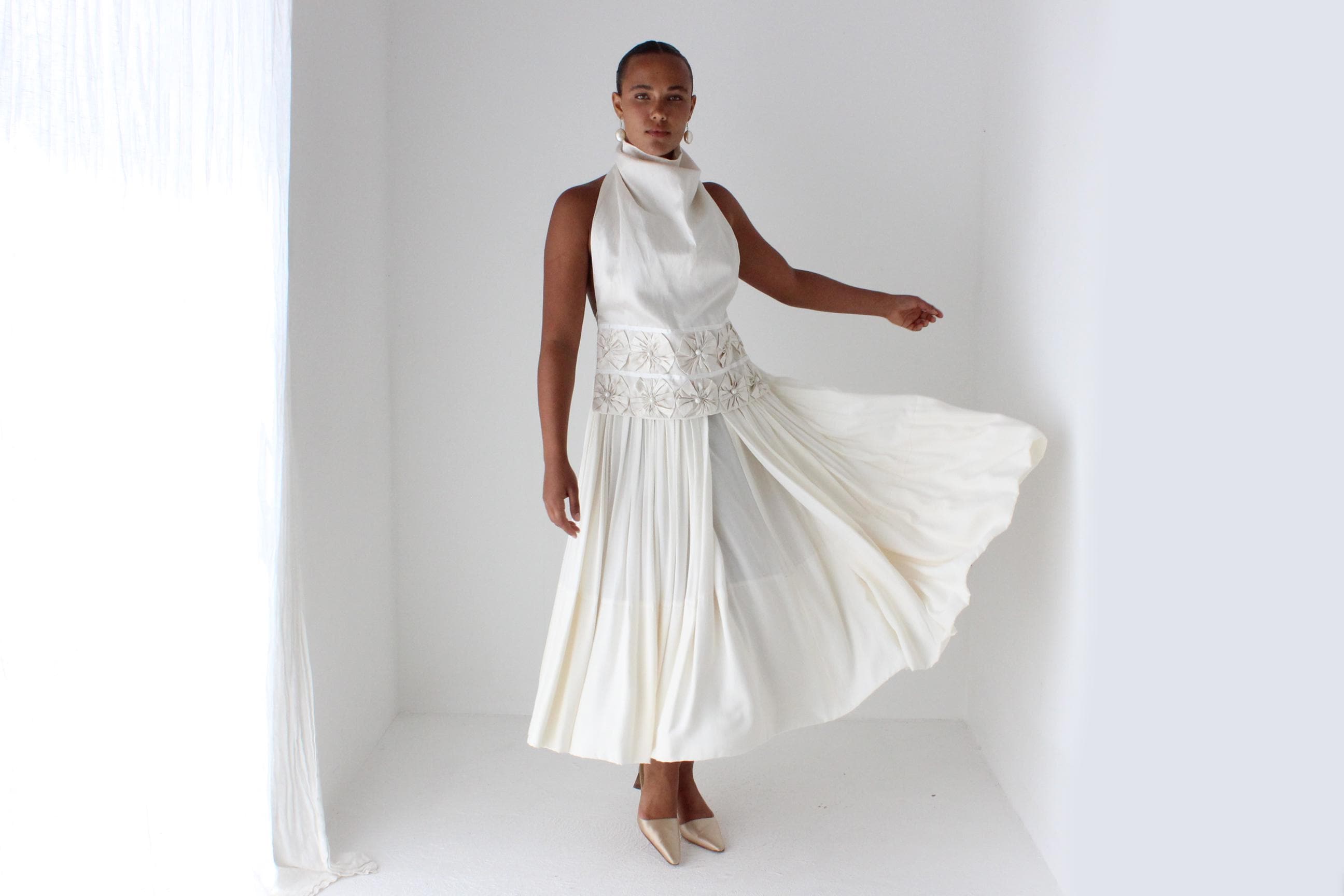 Sublime Custom Made 80s Pure Silk Circle Skirt