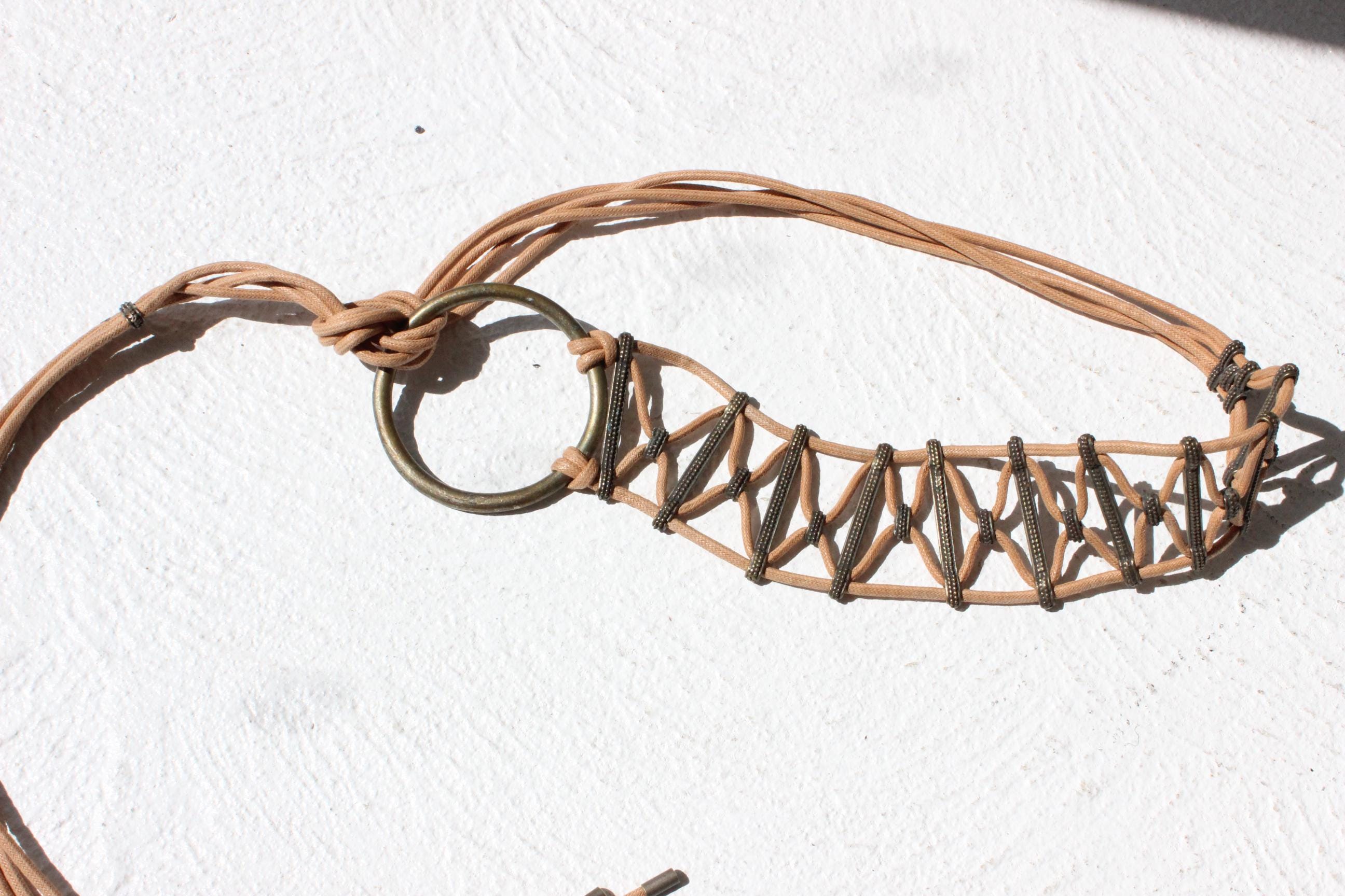 70s Macrame & Brass Braided Rope Belt