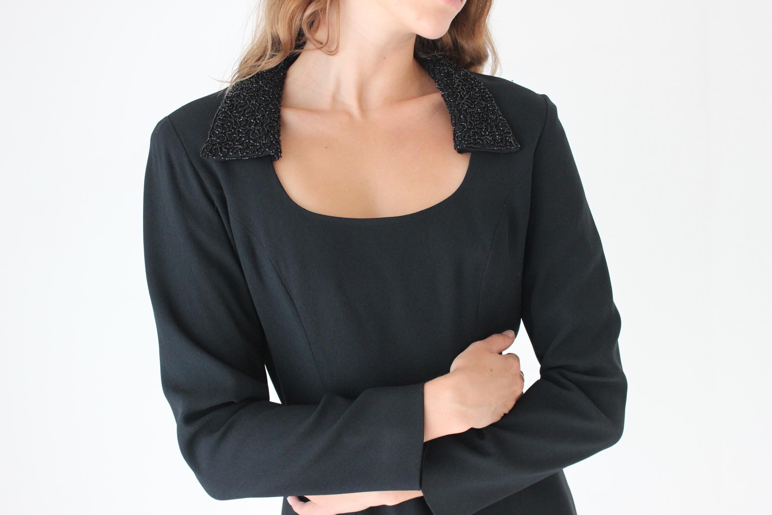 90s Crepe Power Mini w/ Beaded Collar