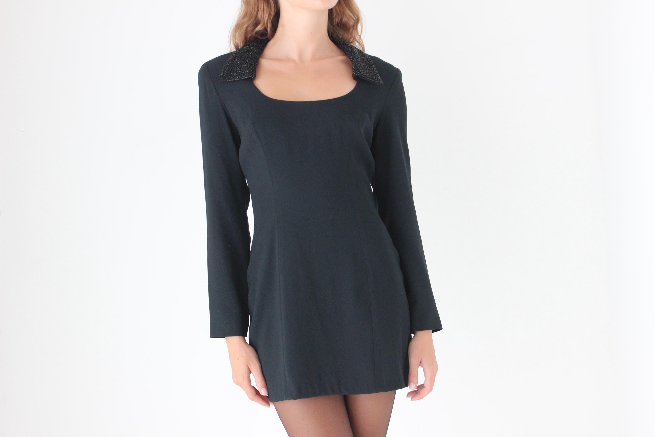 90s Crepe Power Mini w/ Beaded Collar