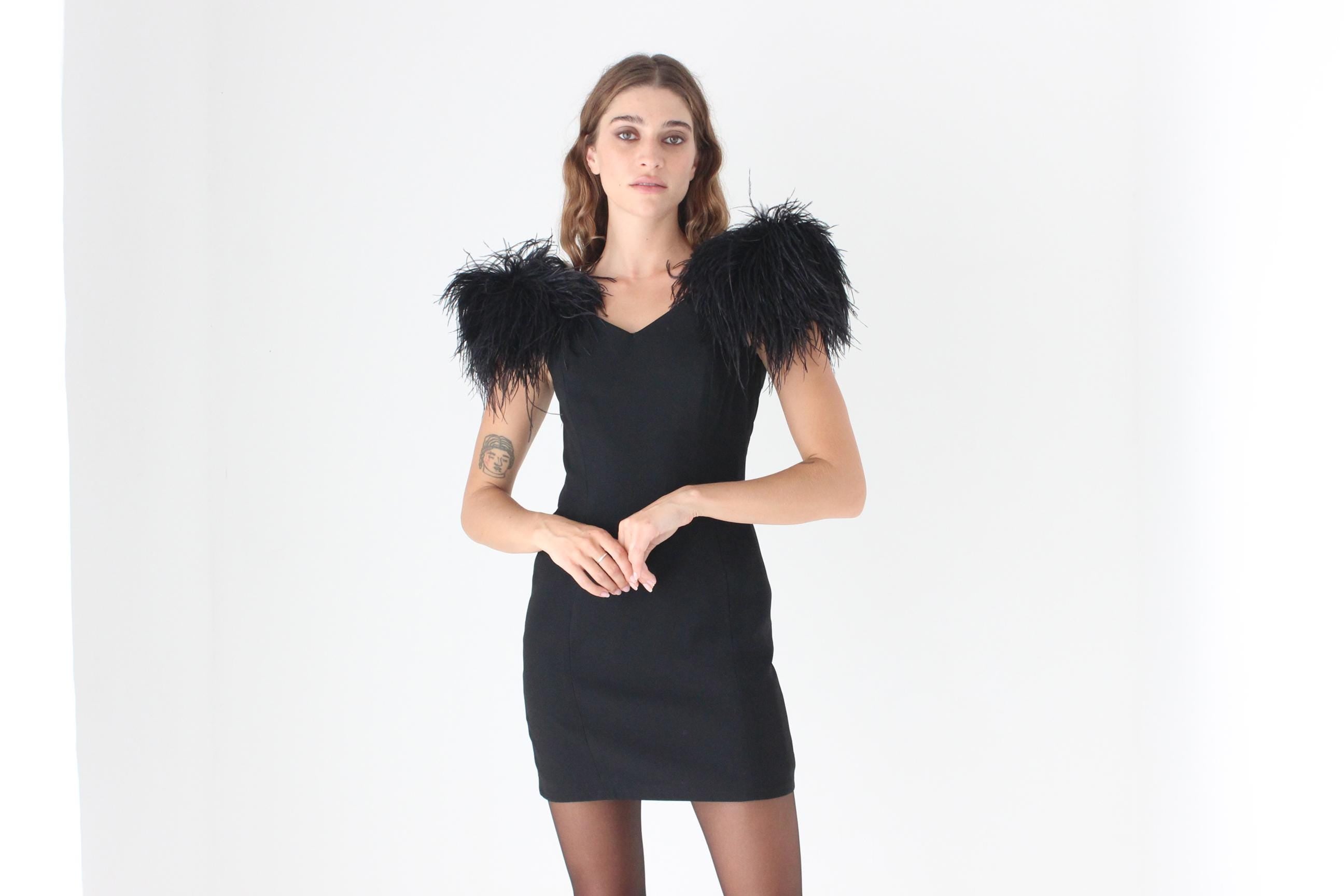 Jawdropping 80s AJ Bari Ostrich Feather Mini