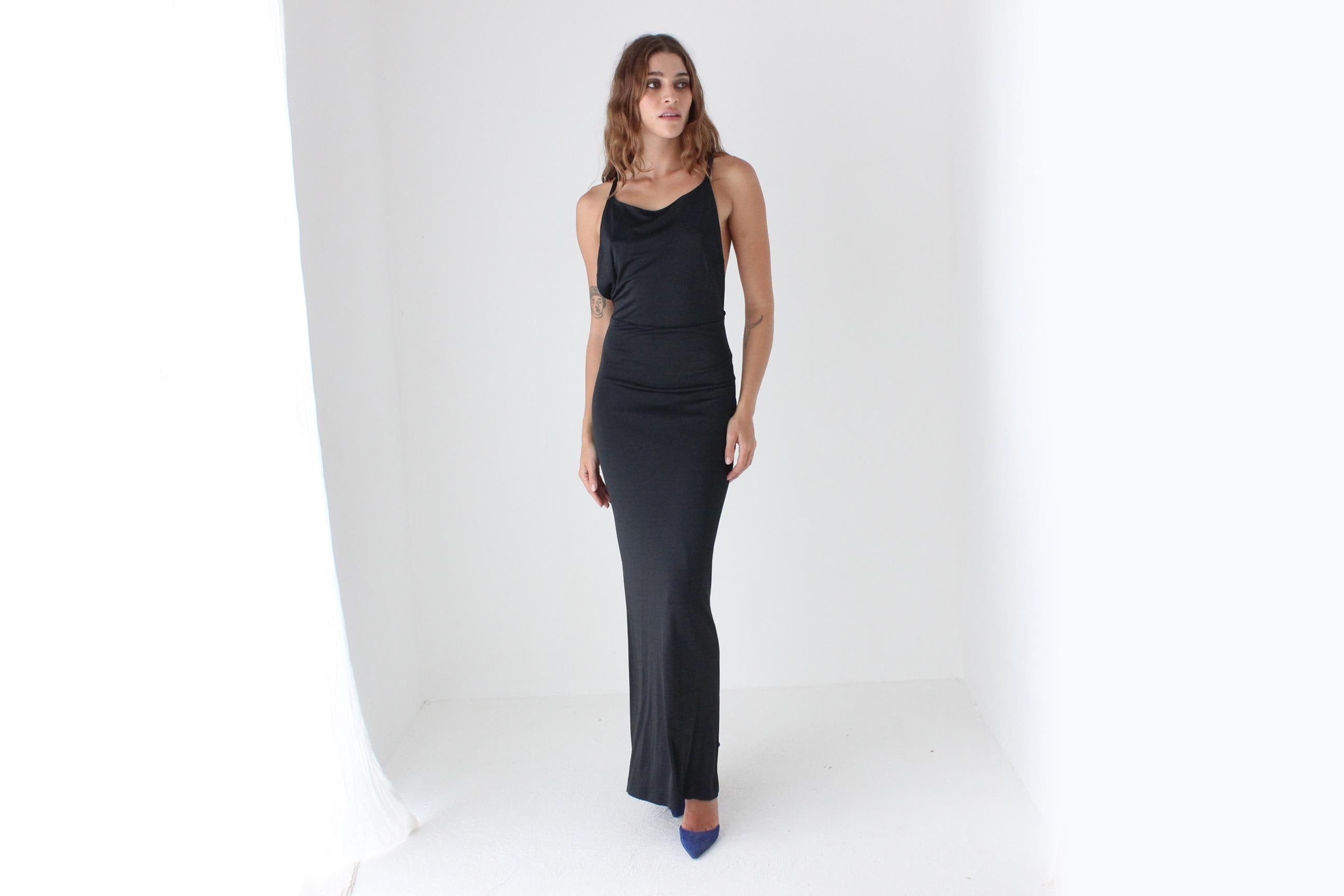 90s Calvin Klein Slinky Backless Gown