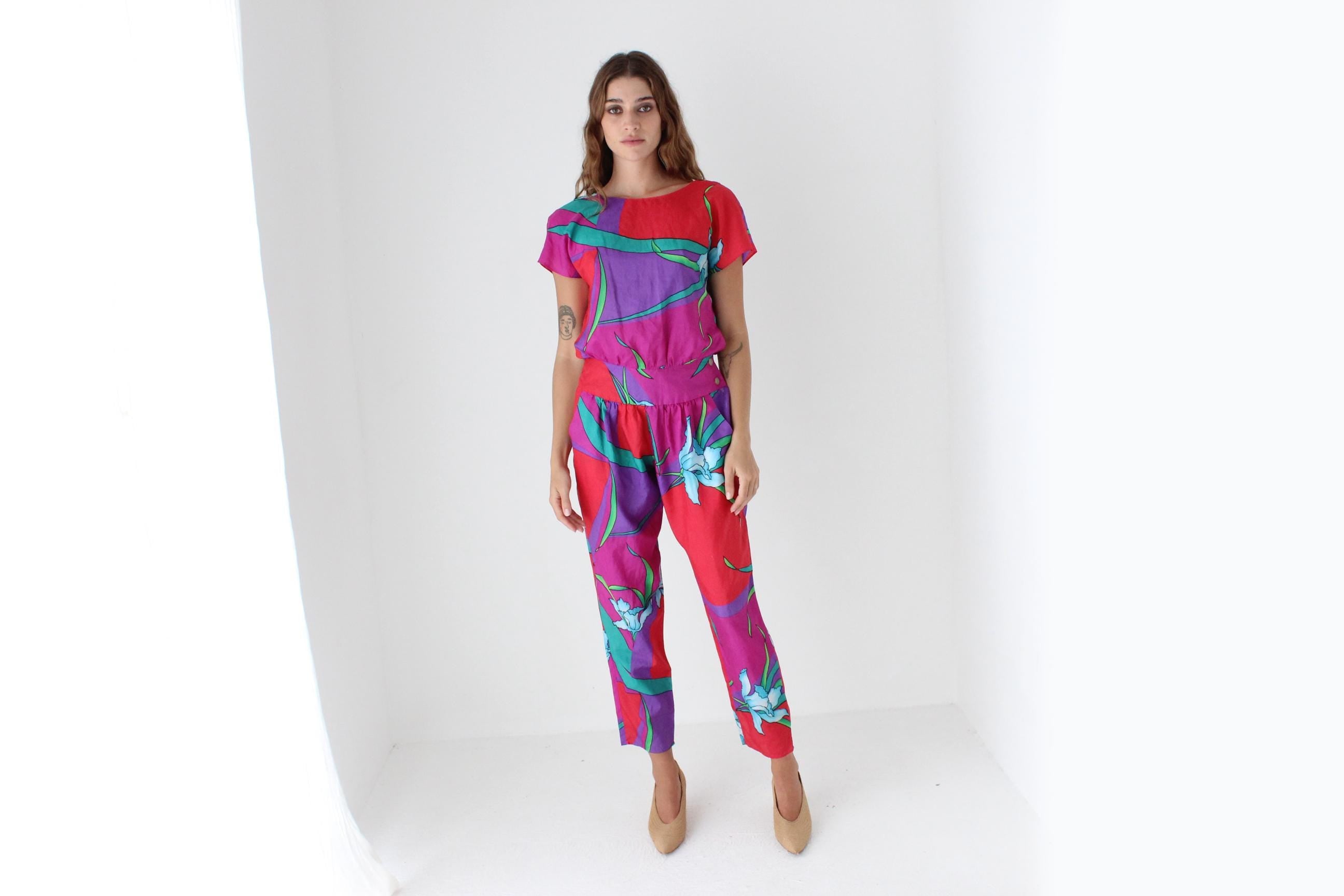 Vibrant 80s Tropical Jumpsuit