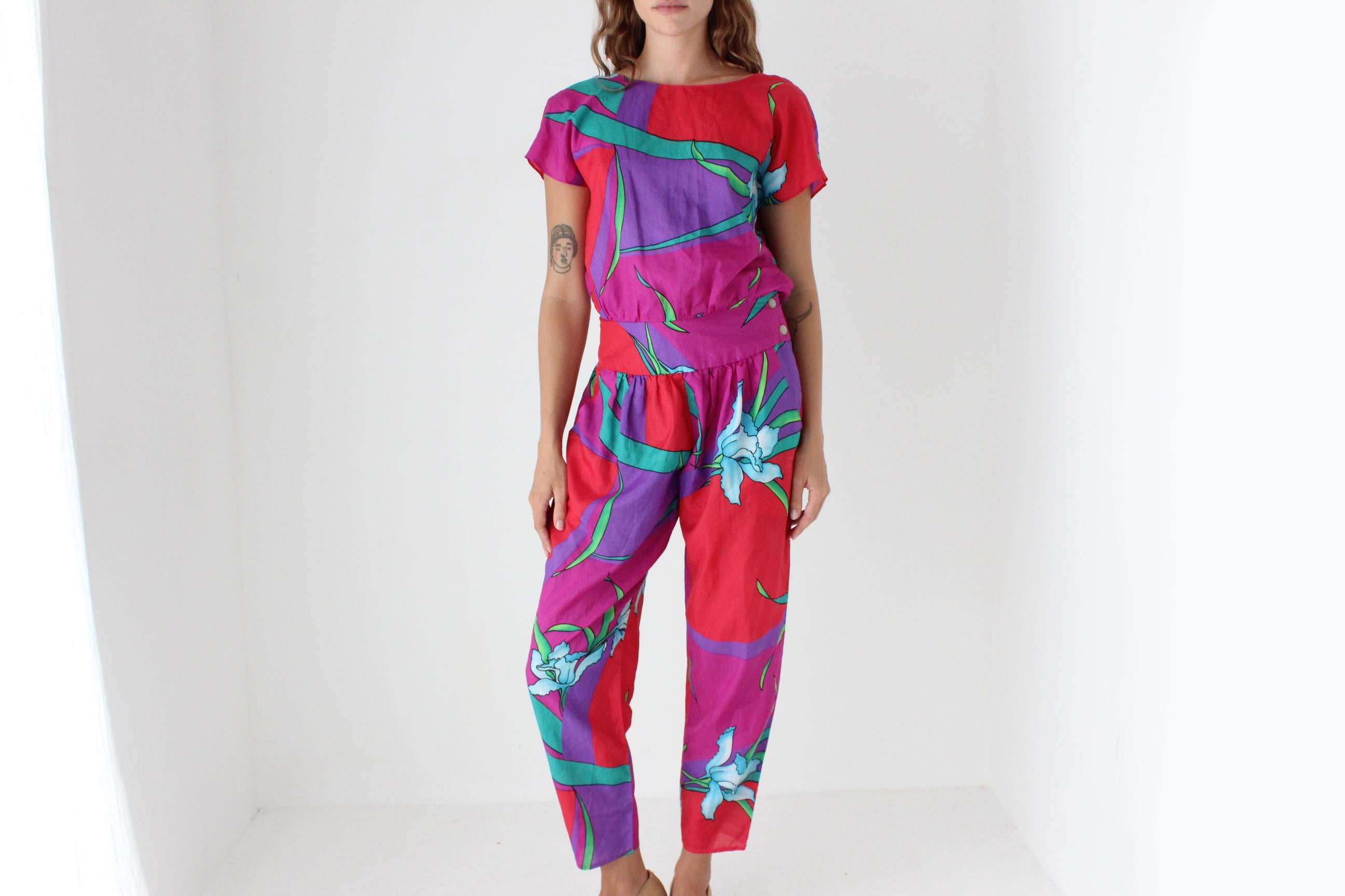 Vibrant 80s Tropical Jumpsuit