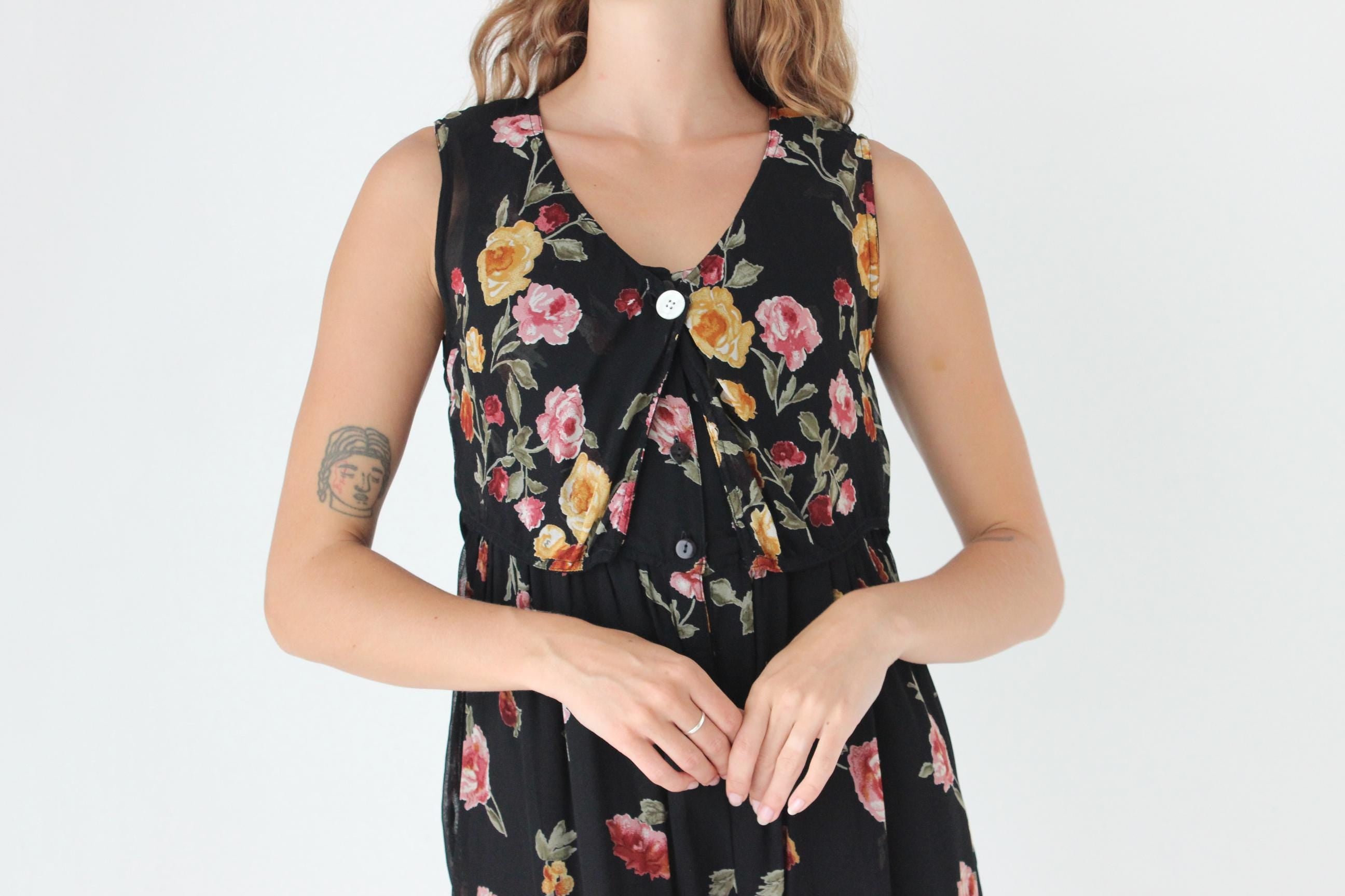 90s Floral Gauze Culotte Jumpsuit