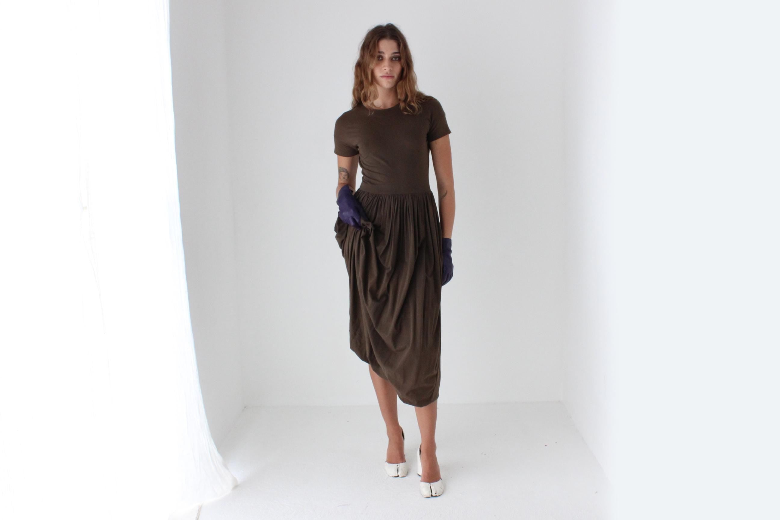 90s Romeo Gigli Chocolate Jersey Bubble Dress