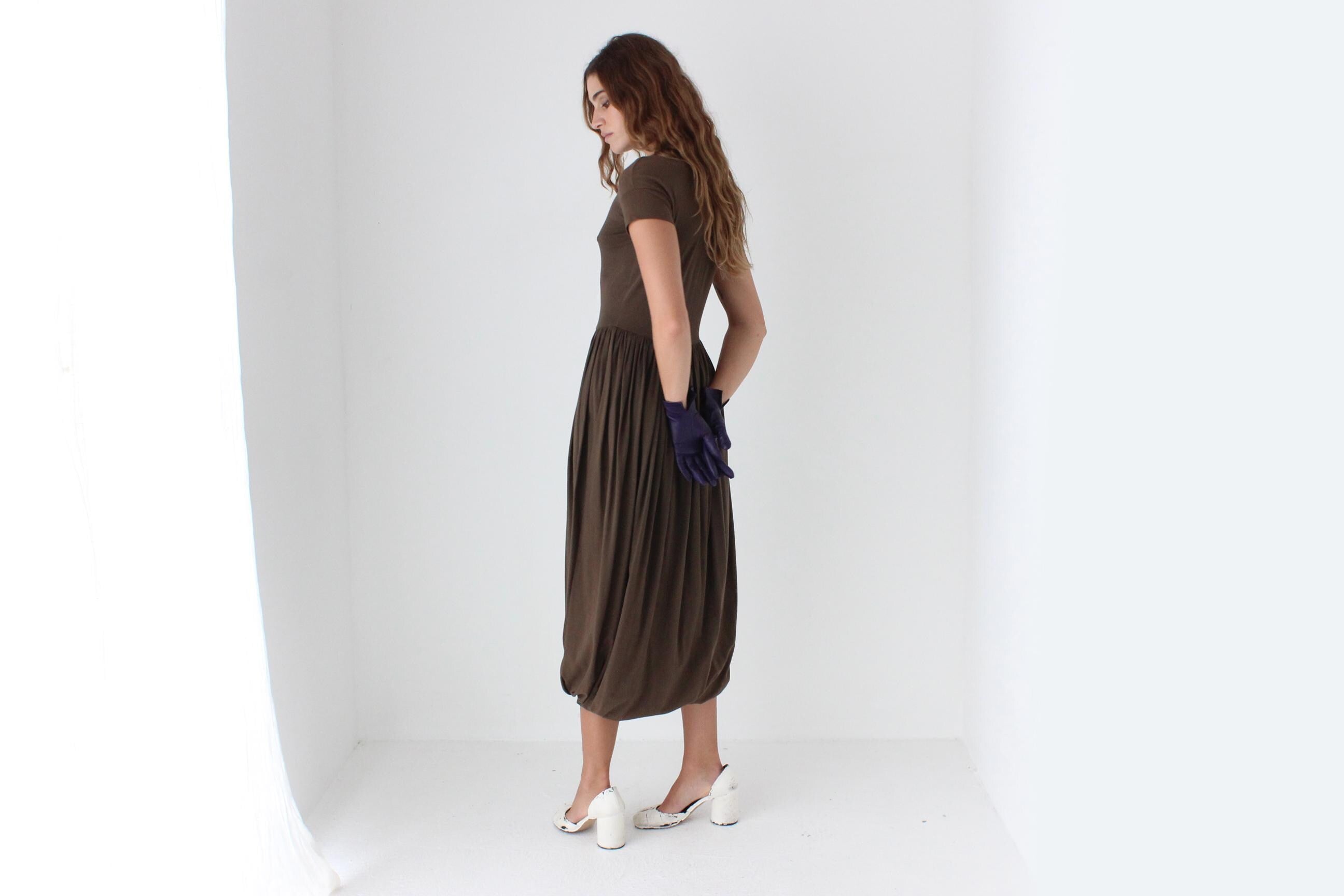 90s Romeo Gigli Chocolate Jersey Bubble Dress