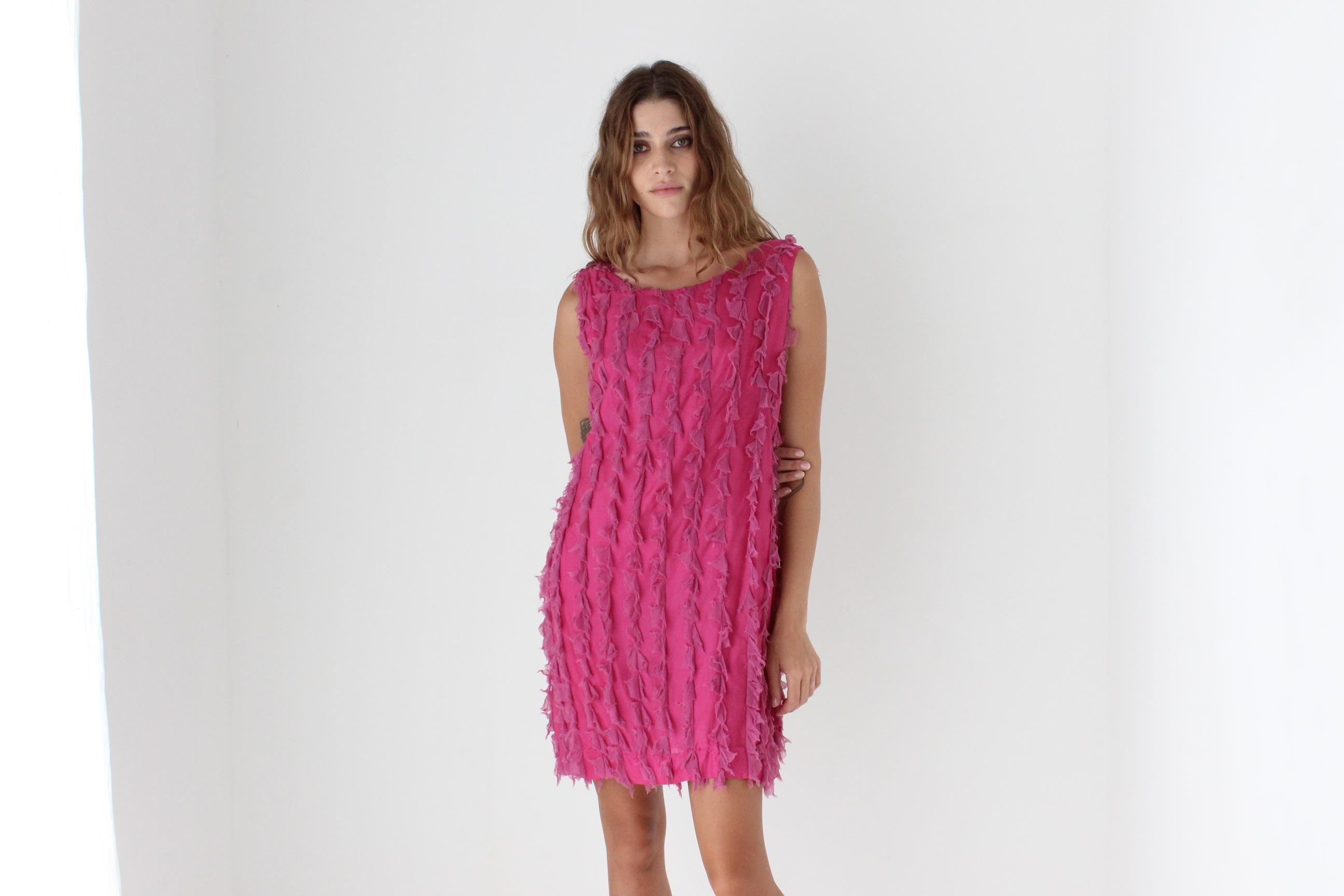 Y2K Abstract Textural Bubblegum 3D Silk Mini