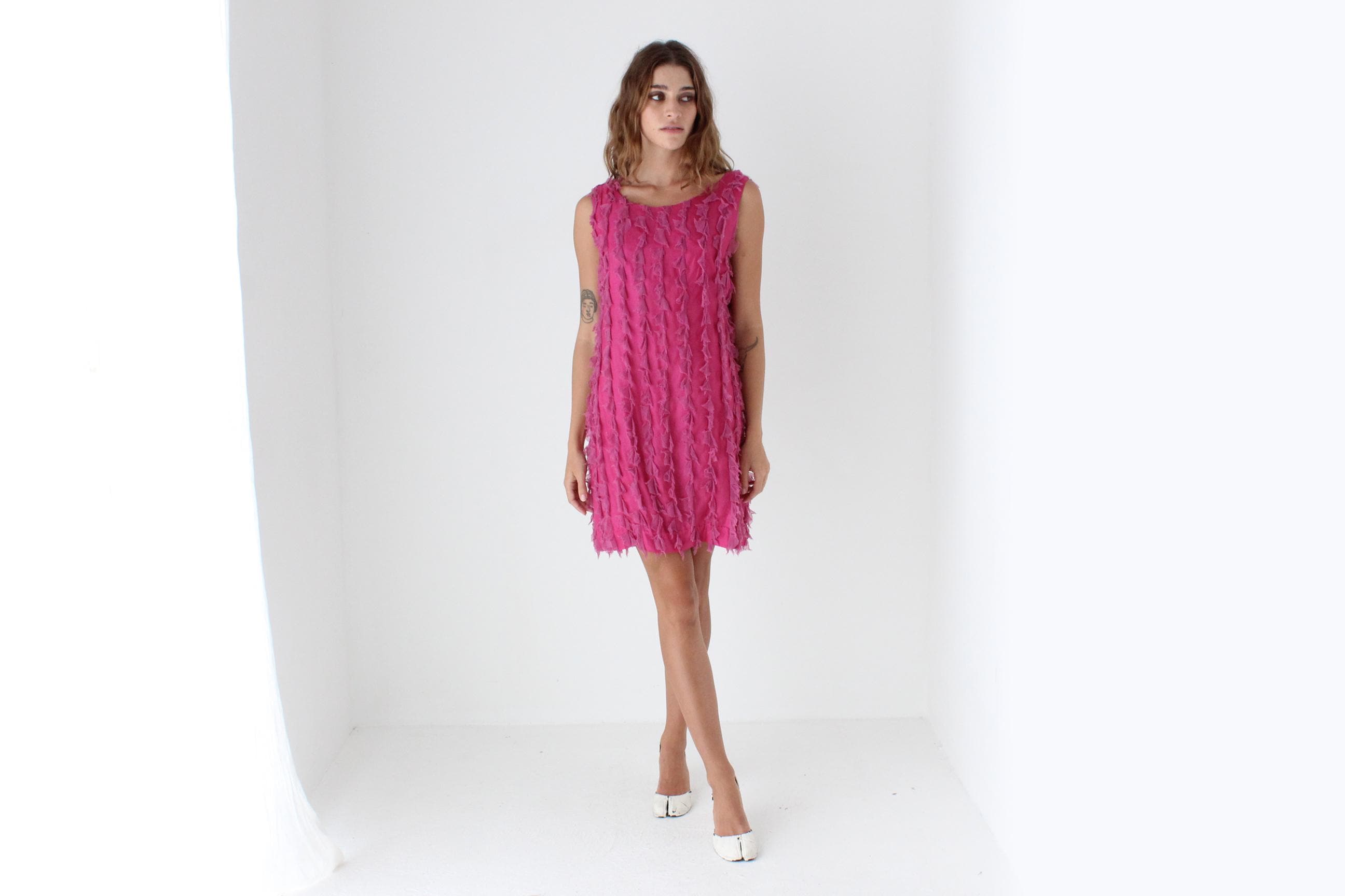 Y2K Abstract Textural Bubblegum 3D Silk Mini