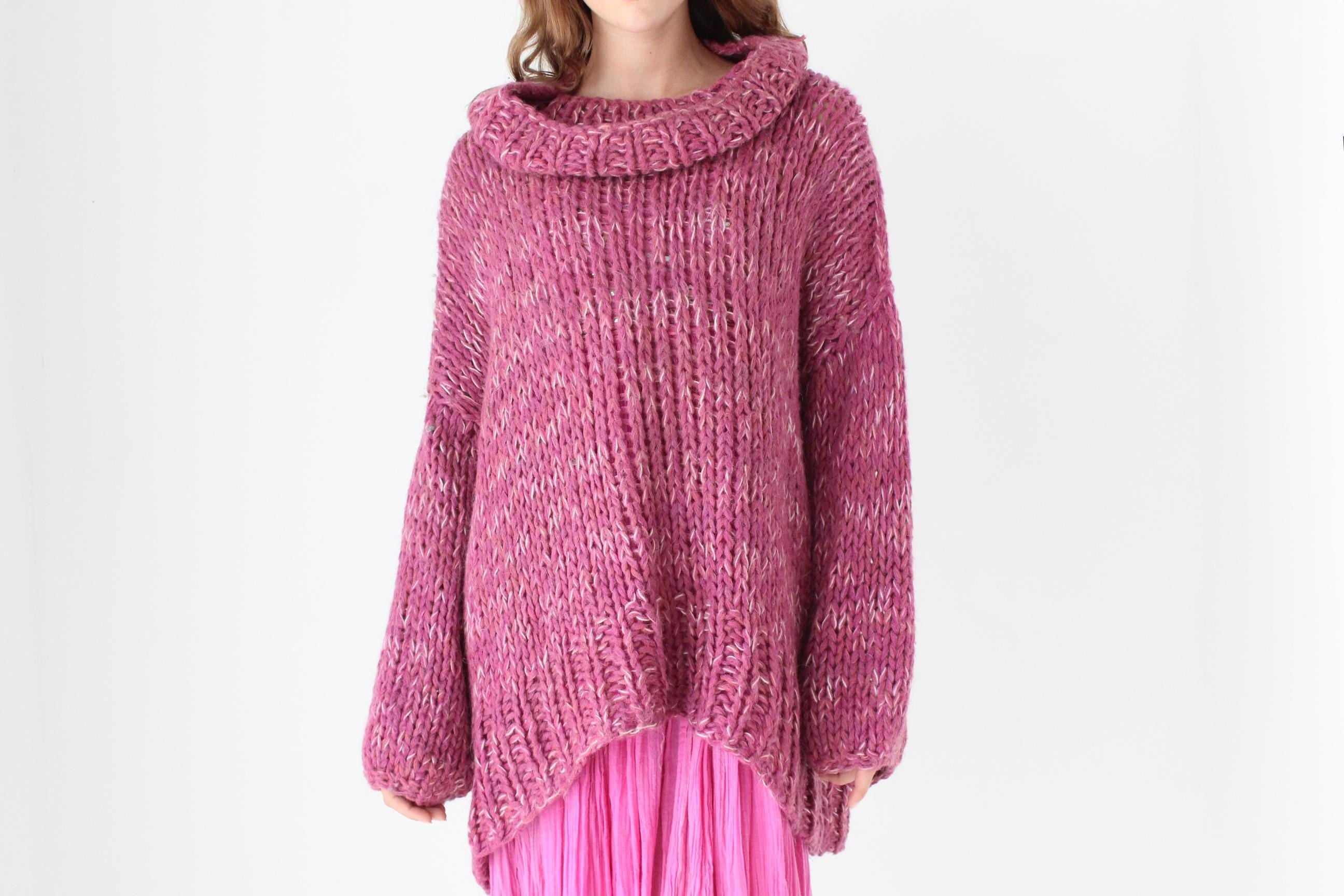 80s Bubblegum Hand Knit Oversized Sweater