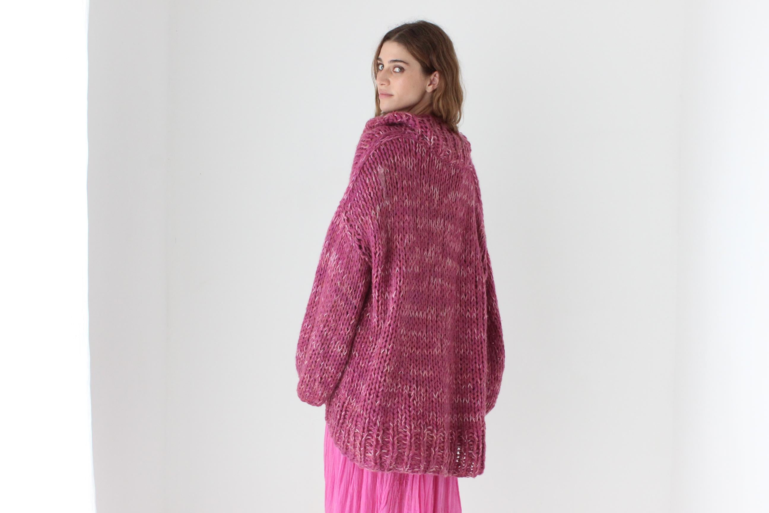 80s Bubblegum Hand Knit Oversized Sweater