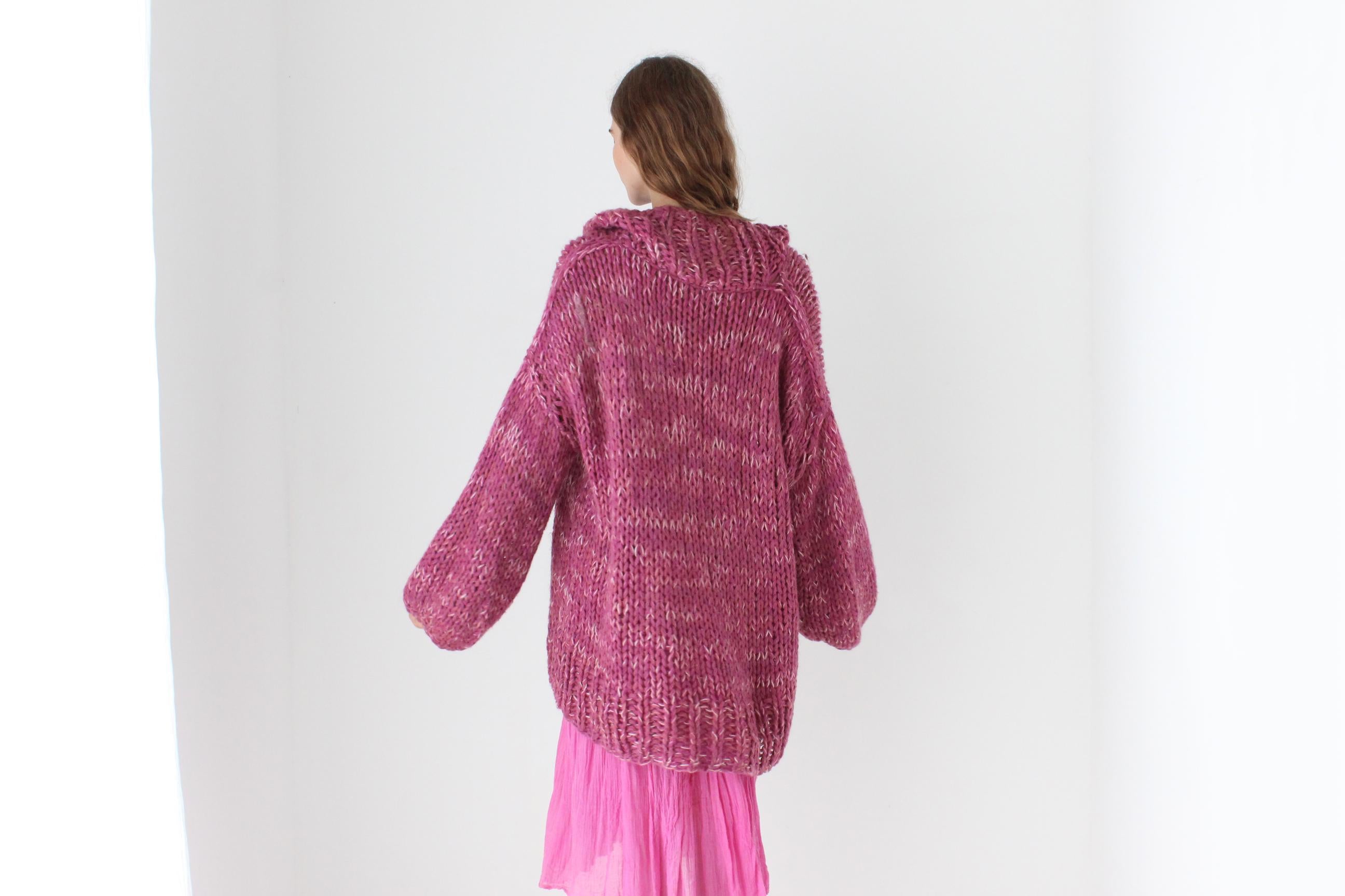 80s Bubblegum Hand Knit Oversized Sweater