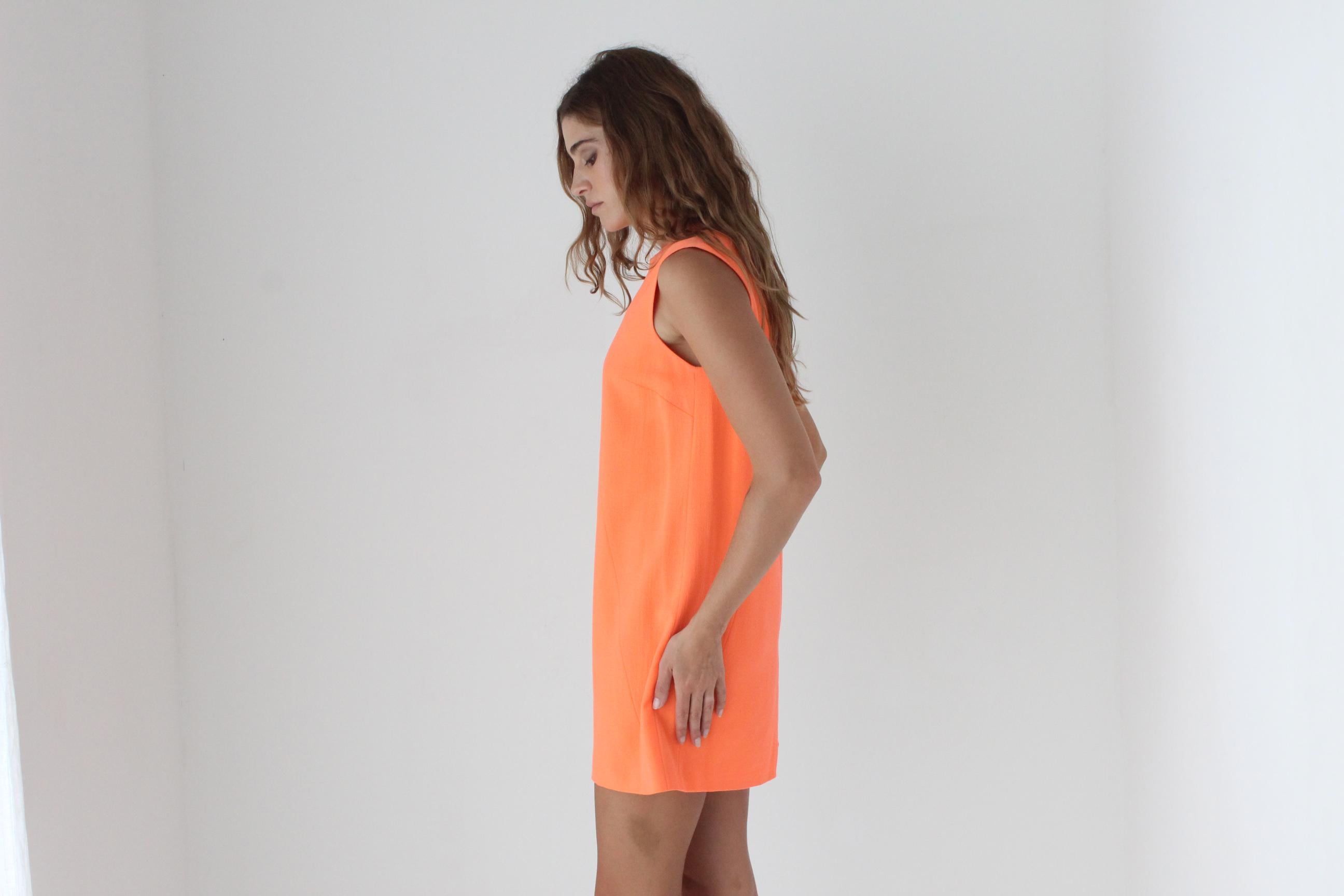 2000s Christopher Kane Neon Orange Wool Crepe Mini