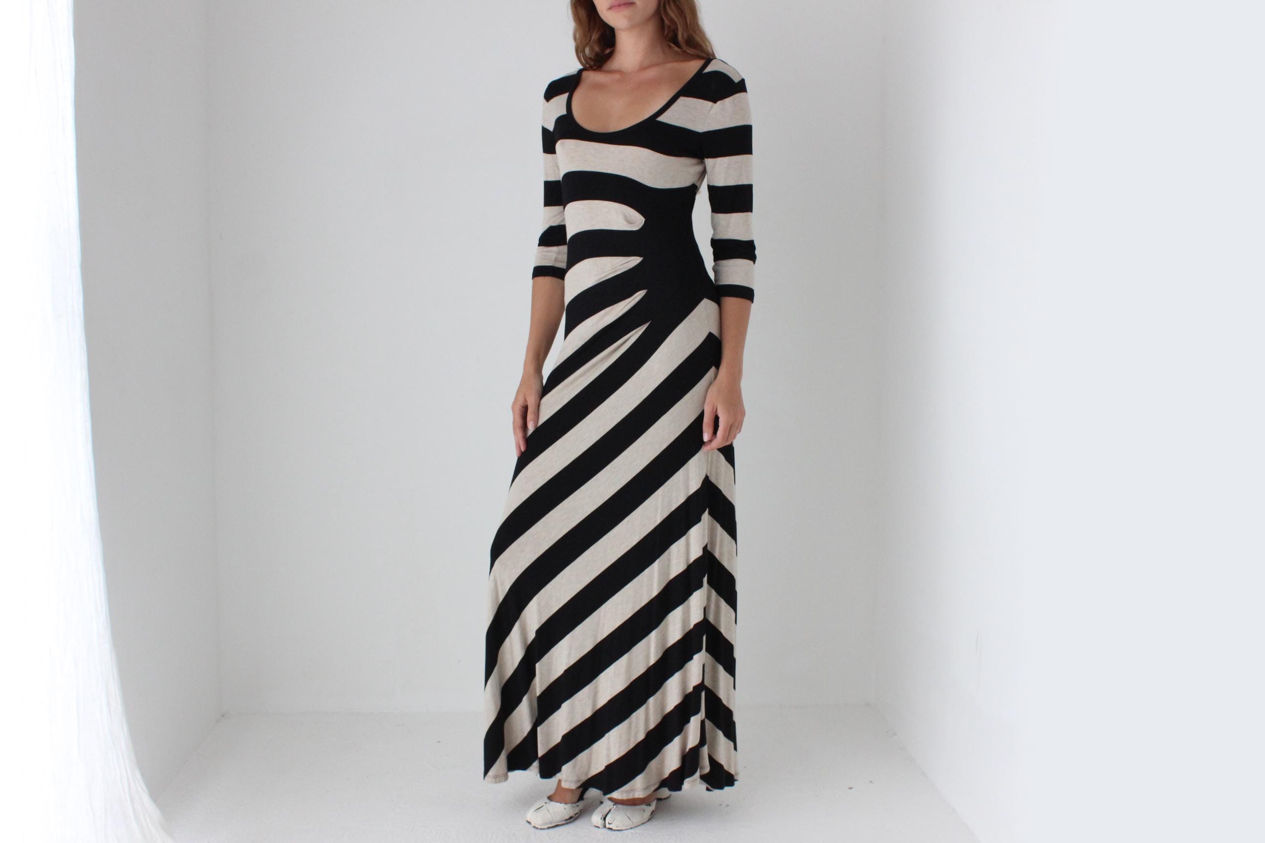 2000s Calvin Klein Bold Striped Maxi Dress