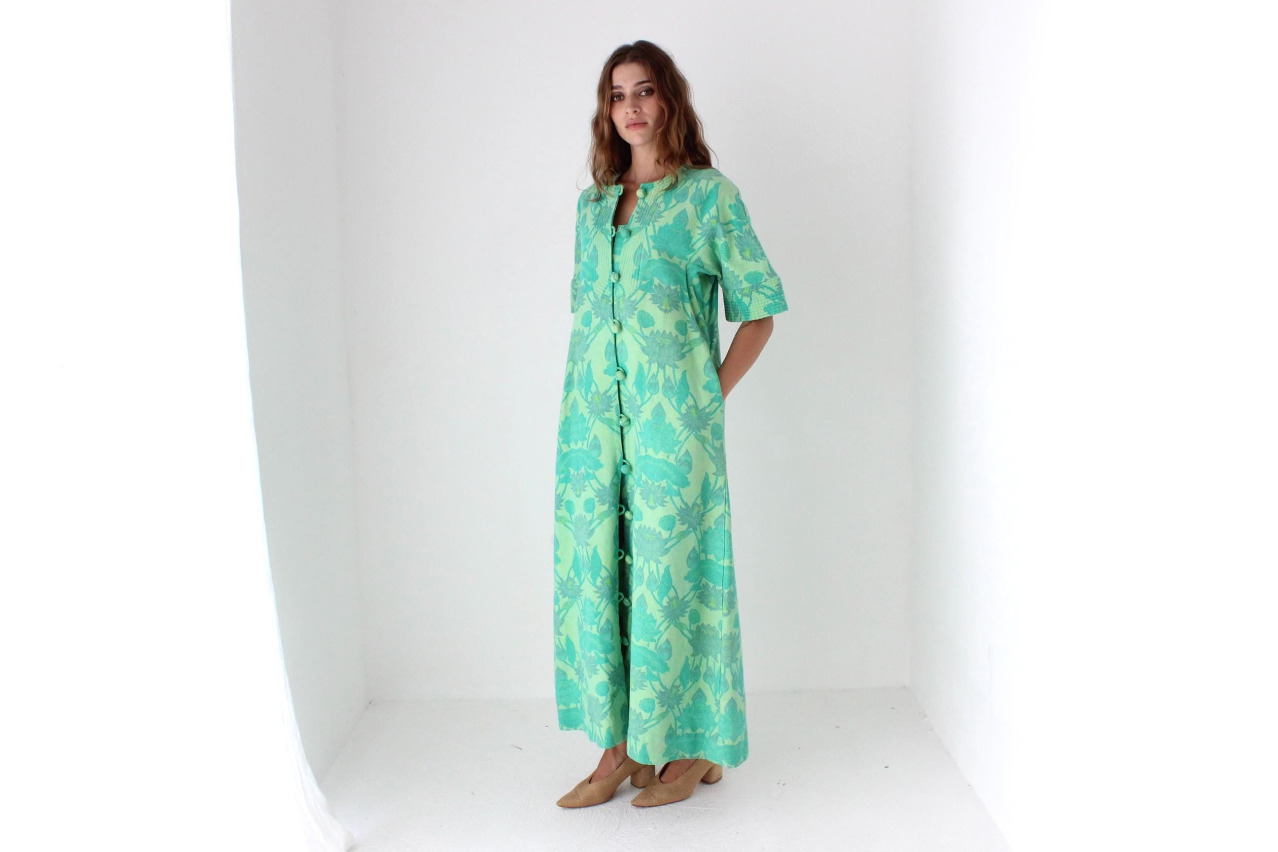 70s Handwoven Thai Cotton Lotus Dress