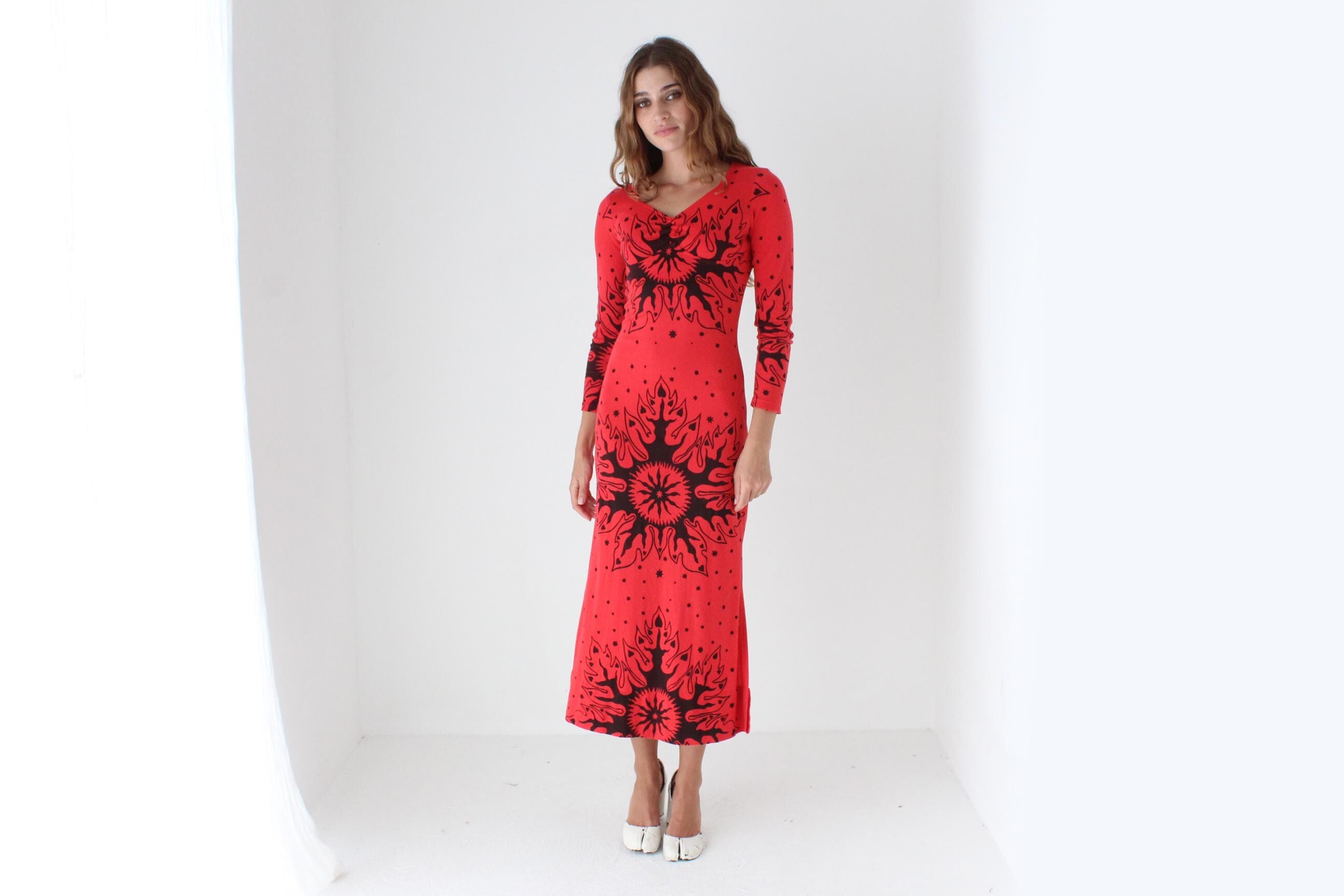 80s Hand Printed Pagan Dress