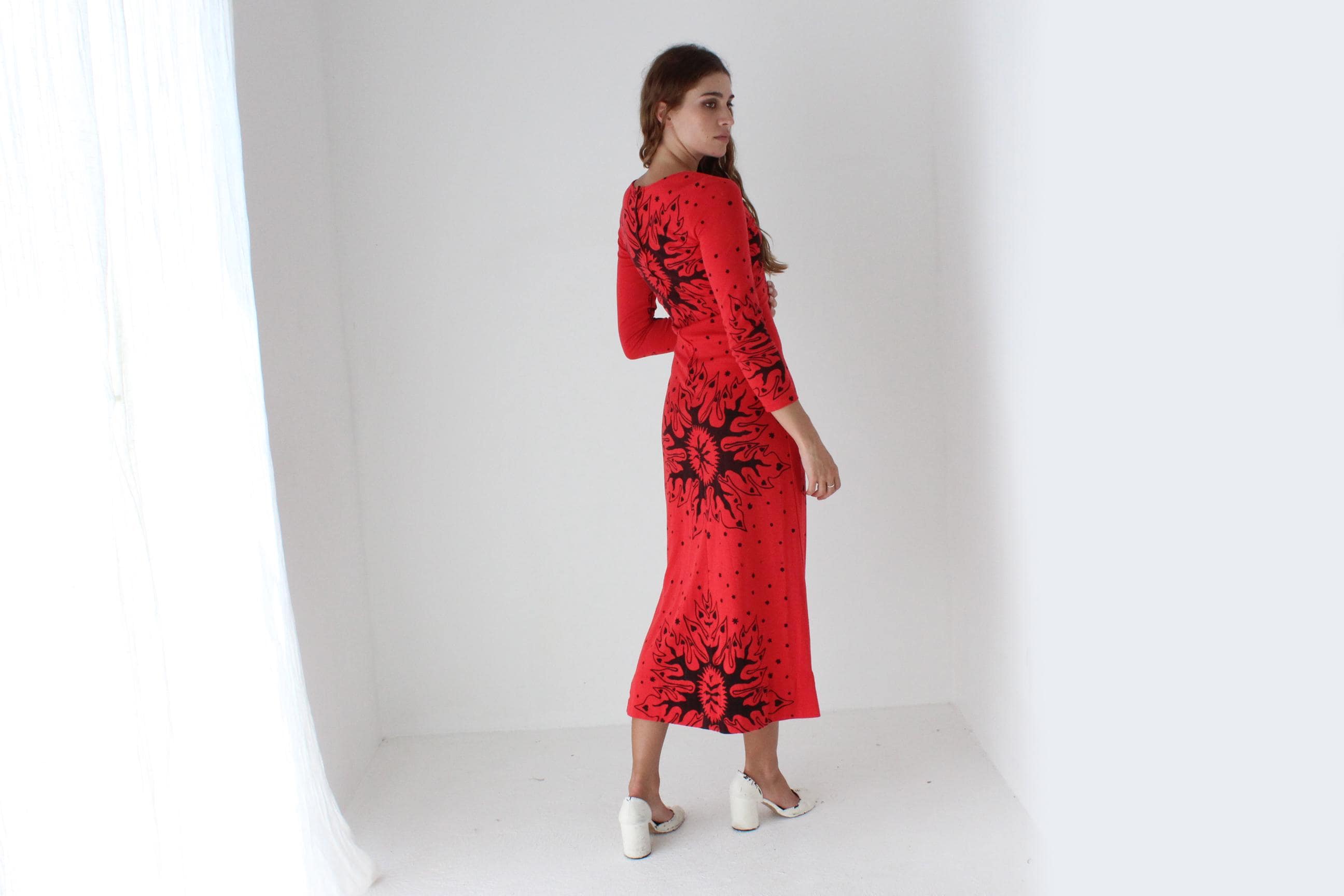 80s Hand Printed Pagan Dress