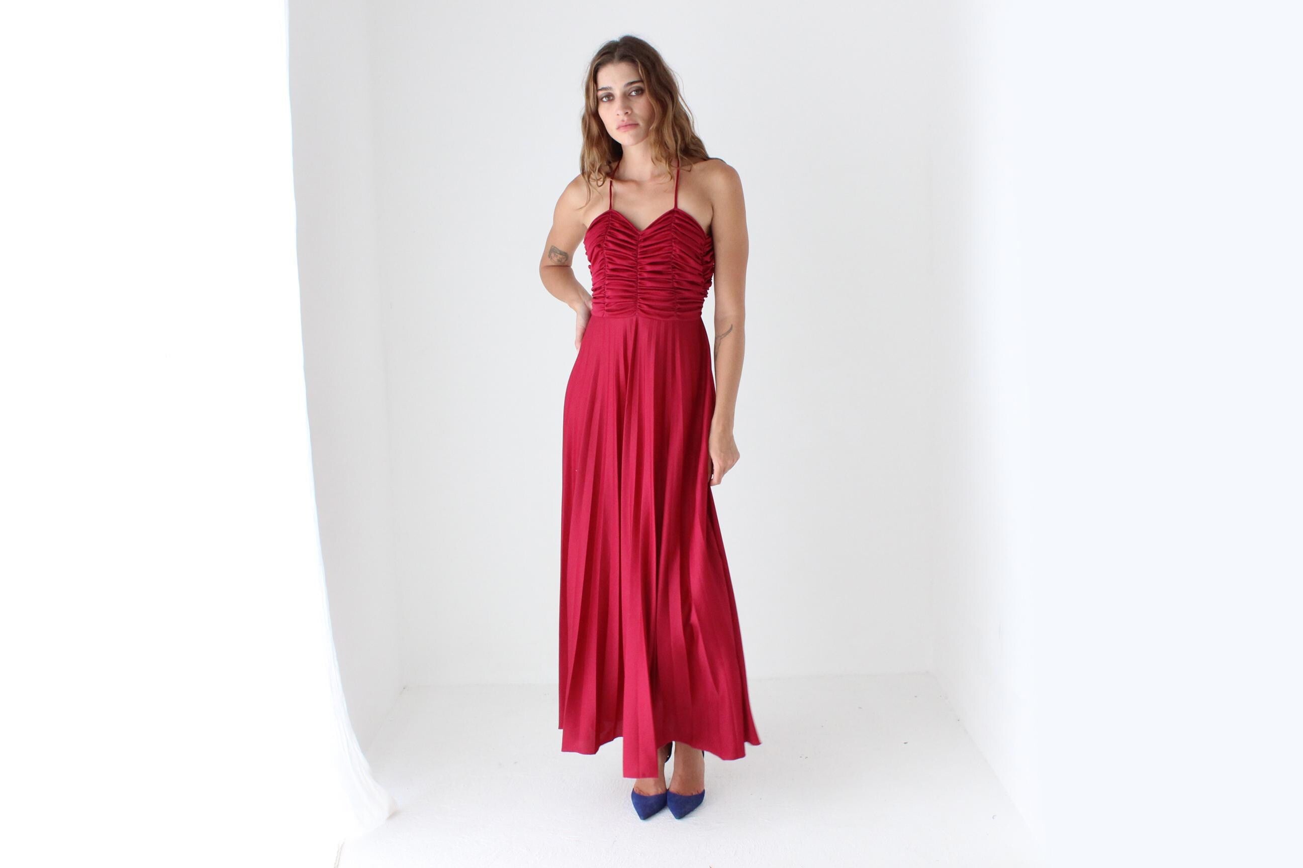 Stunning 70s Ruched Backless Jersey Gown