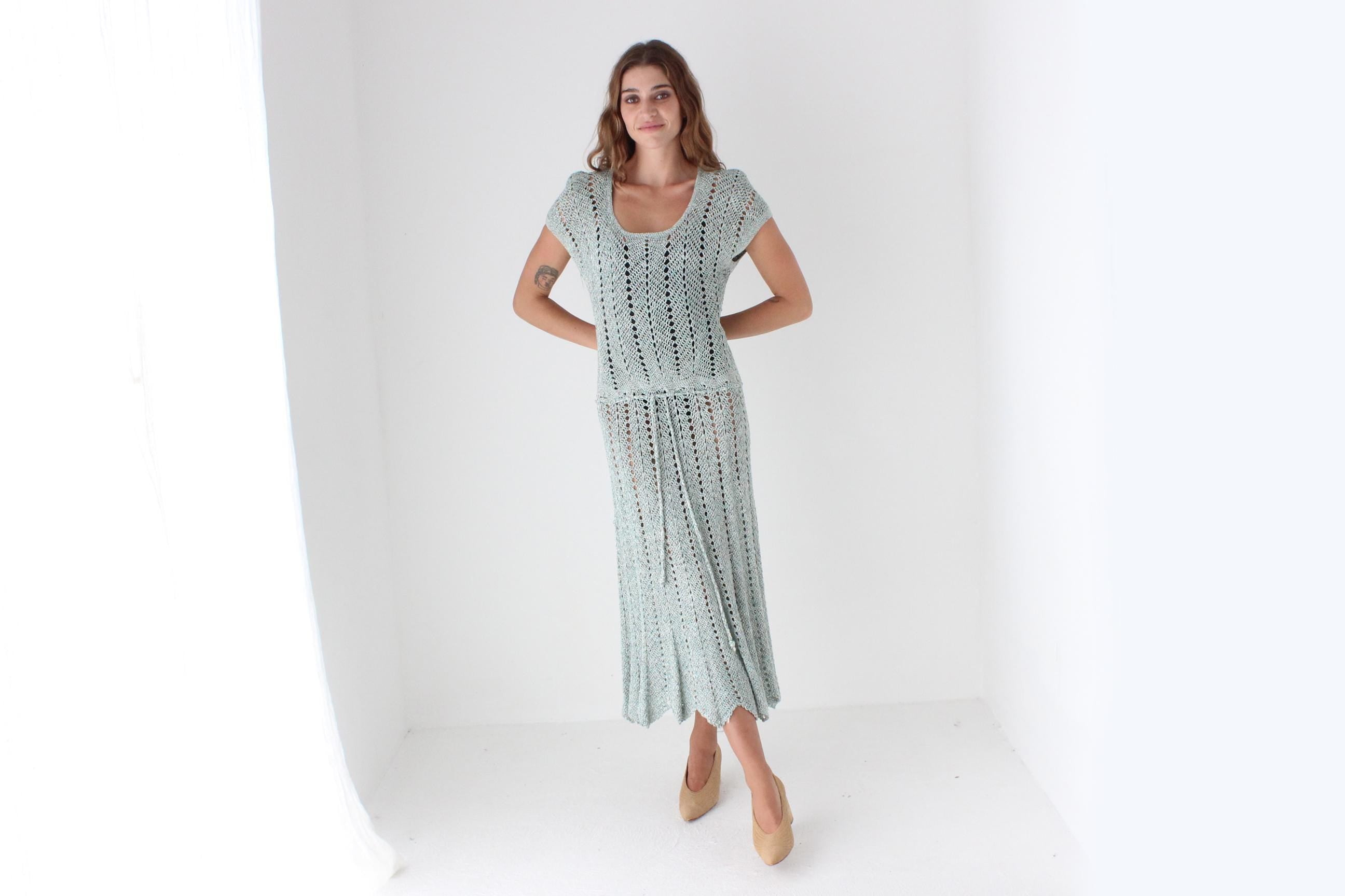 True 70s Handmade Crochet Dress