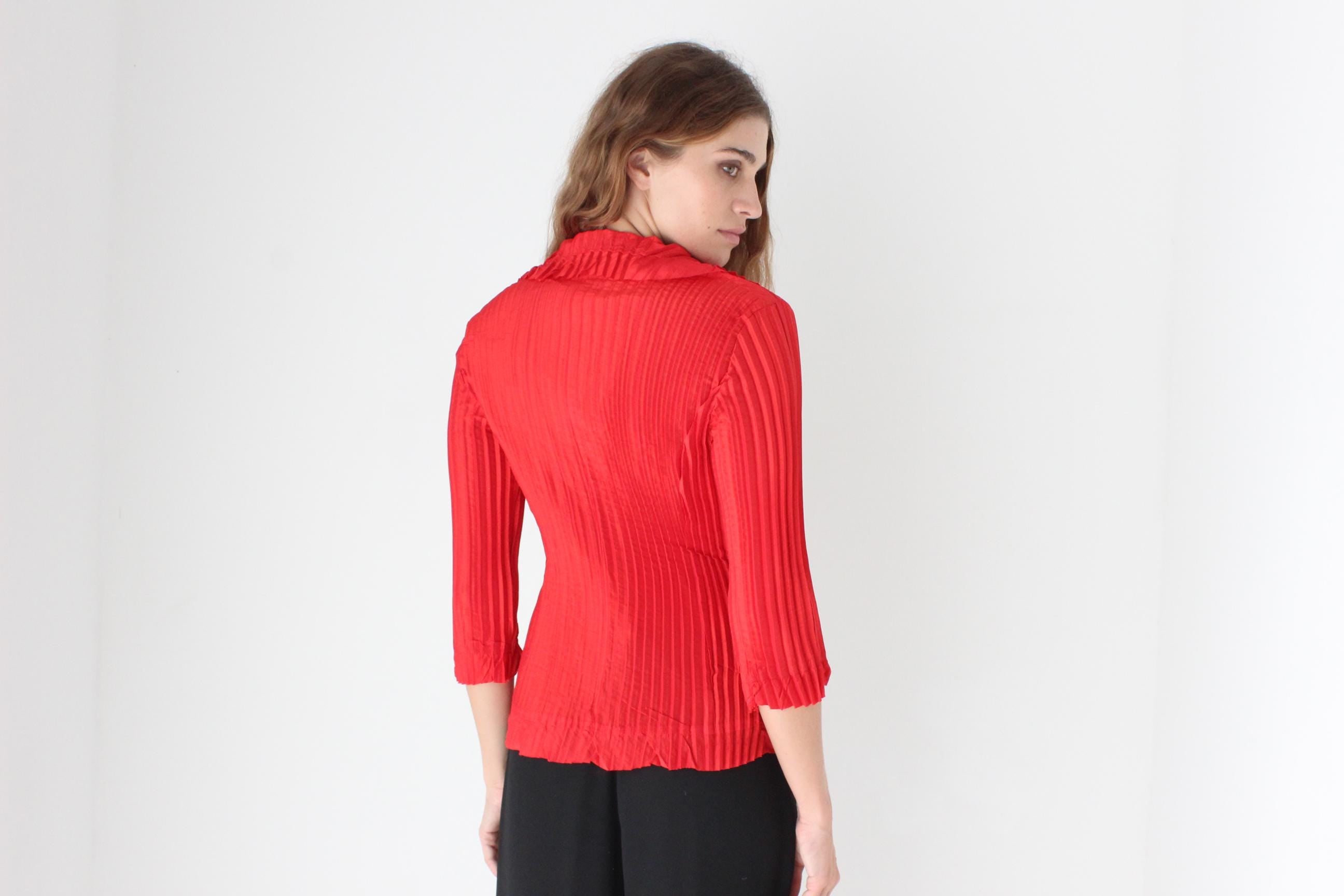 Y2K Vibrant Red Issey Style Top