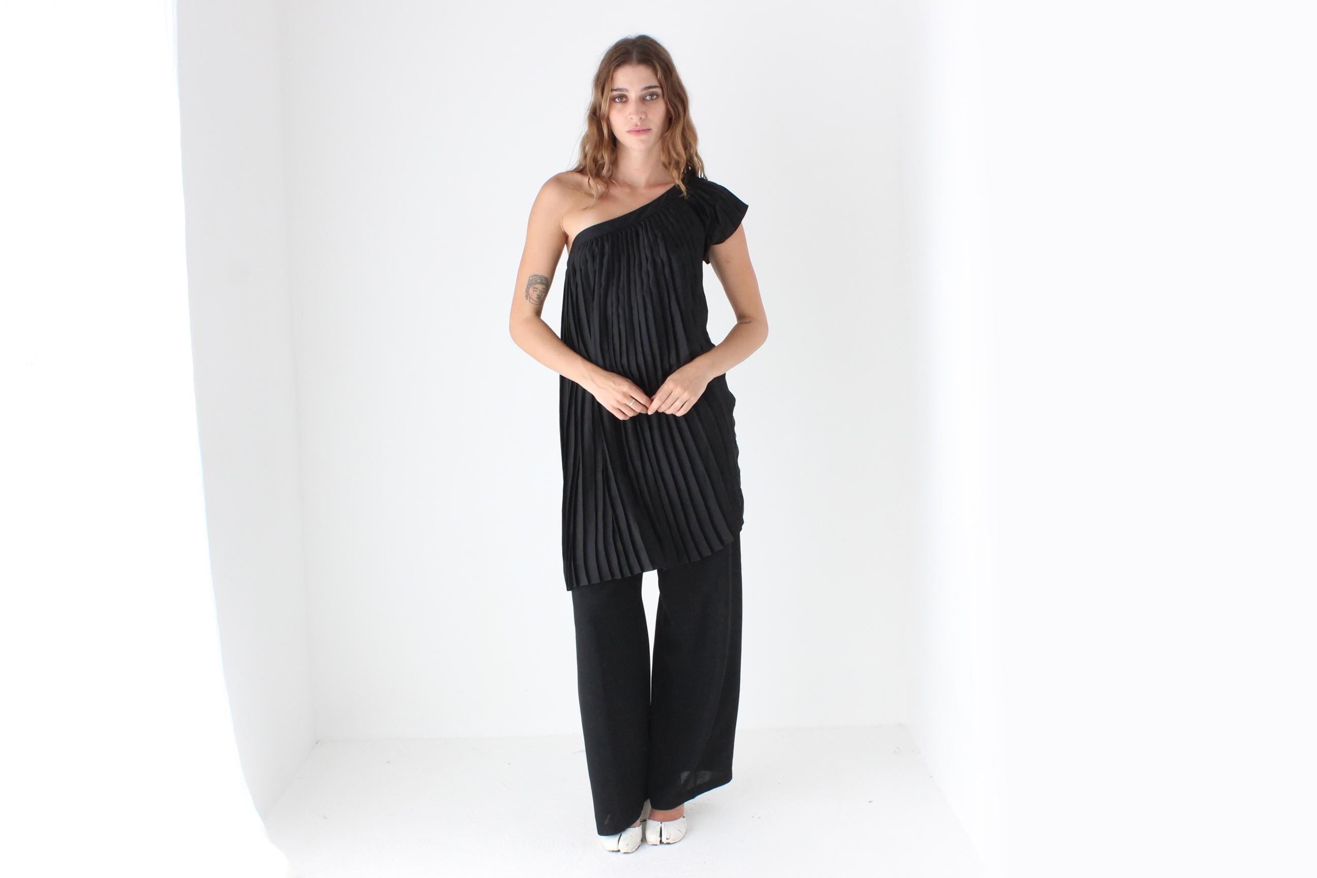 2000s Pleated One Shoulder Top or Mini