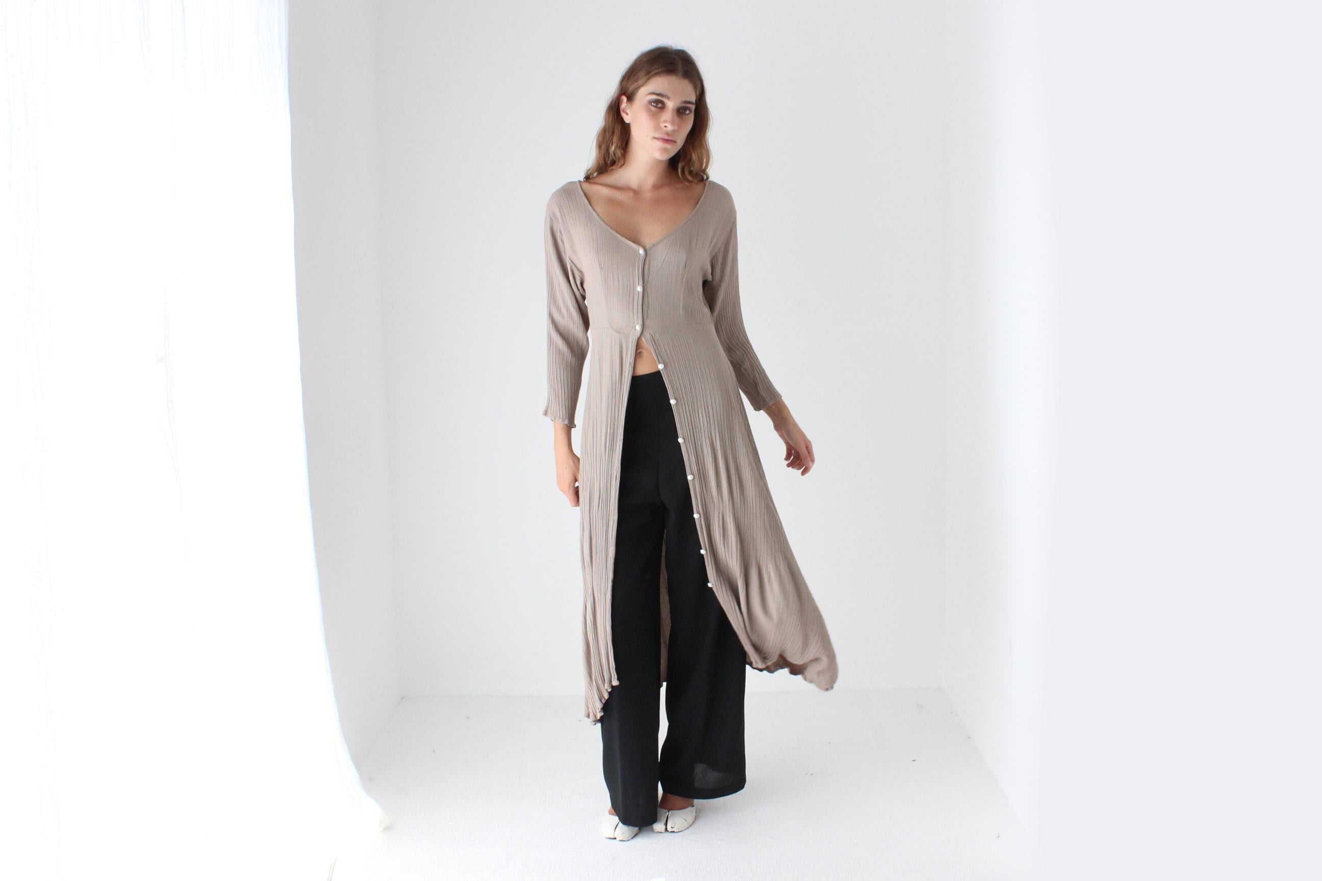 Versatile 90s Mauve Gauze Button Front Top / Dress