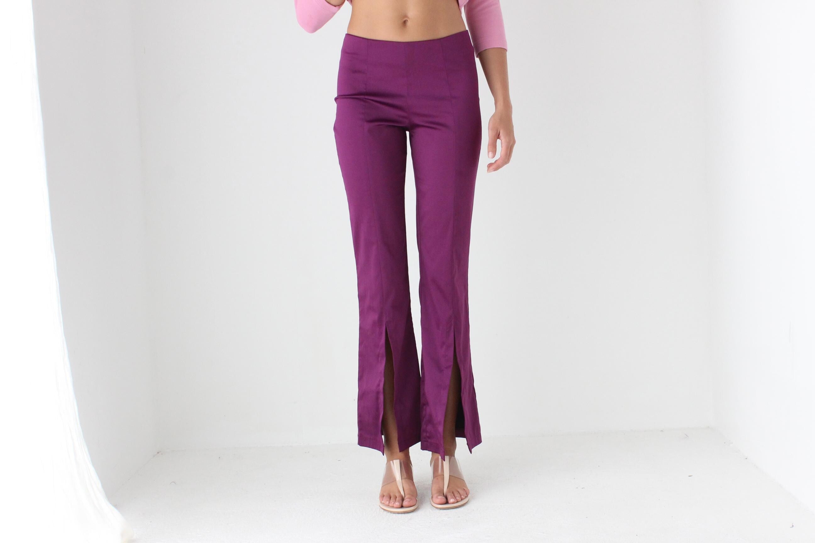 Y2K Babe Purple Bootcut Slit Flares