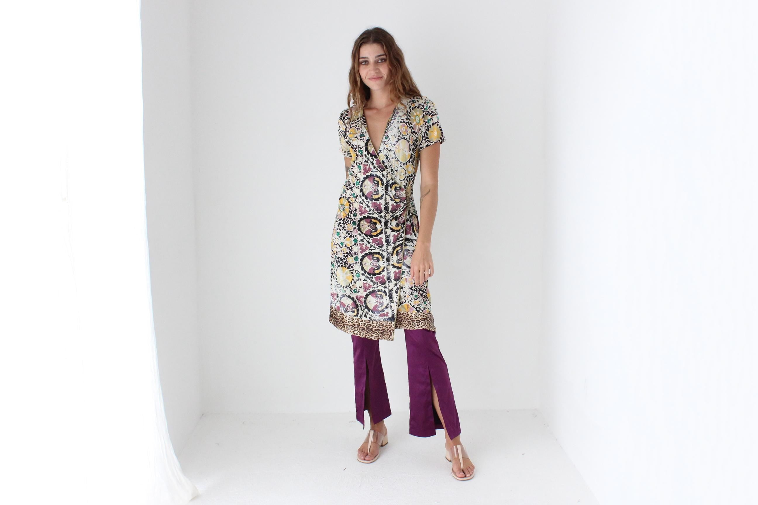 Y2K Cavalli Class Baroque Print Dress