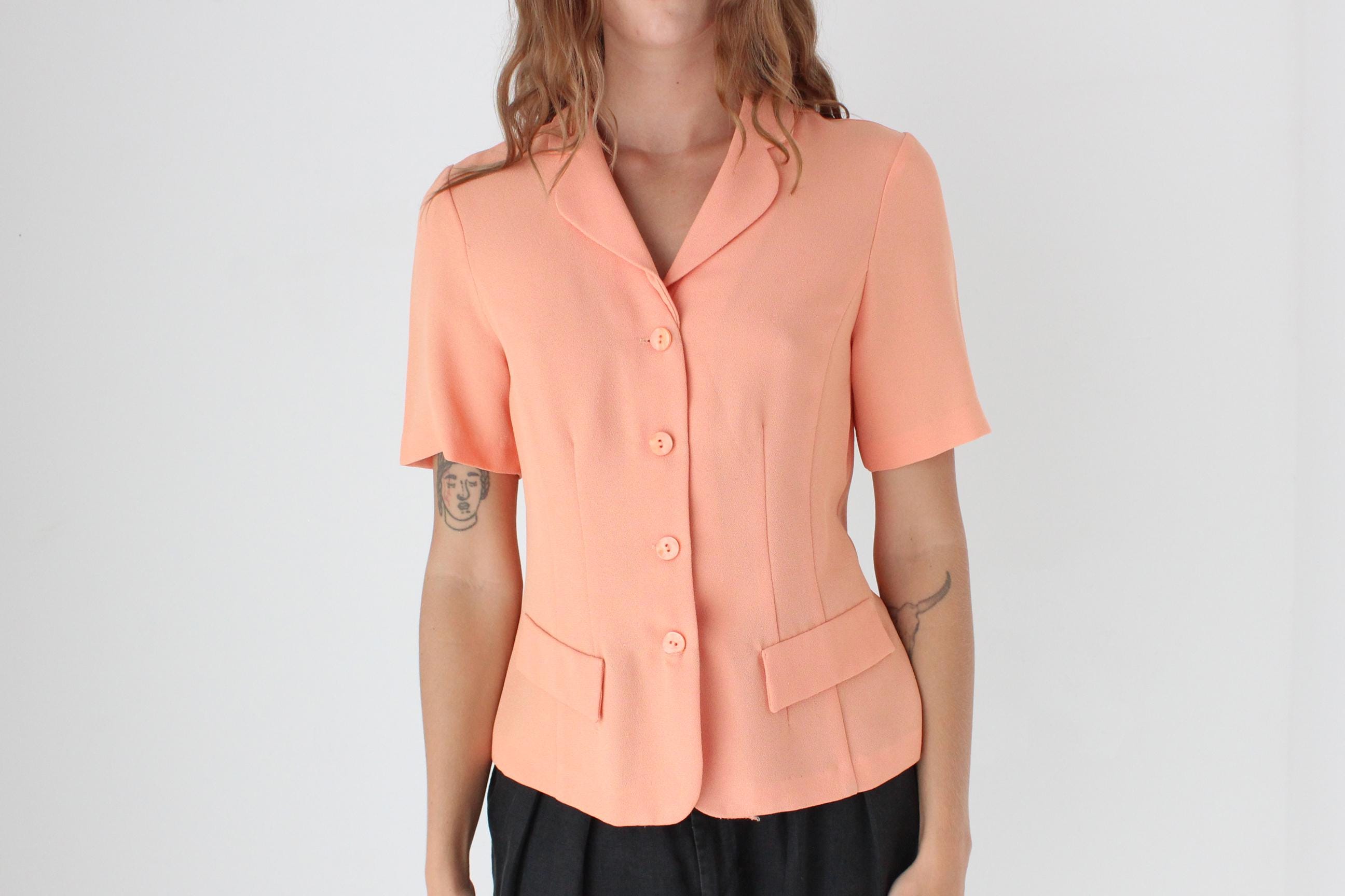 80s Sherbet Crepe Short Sleeve Button Up